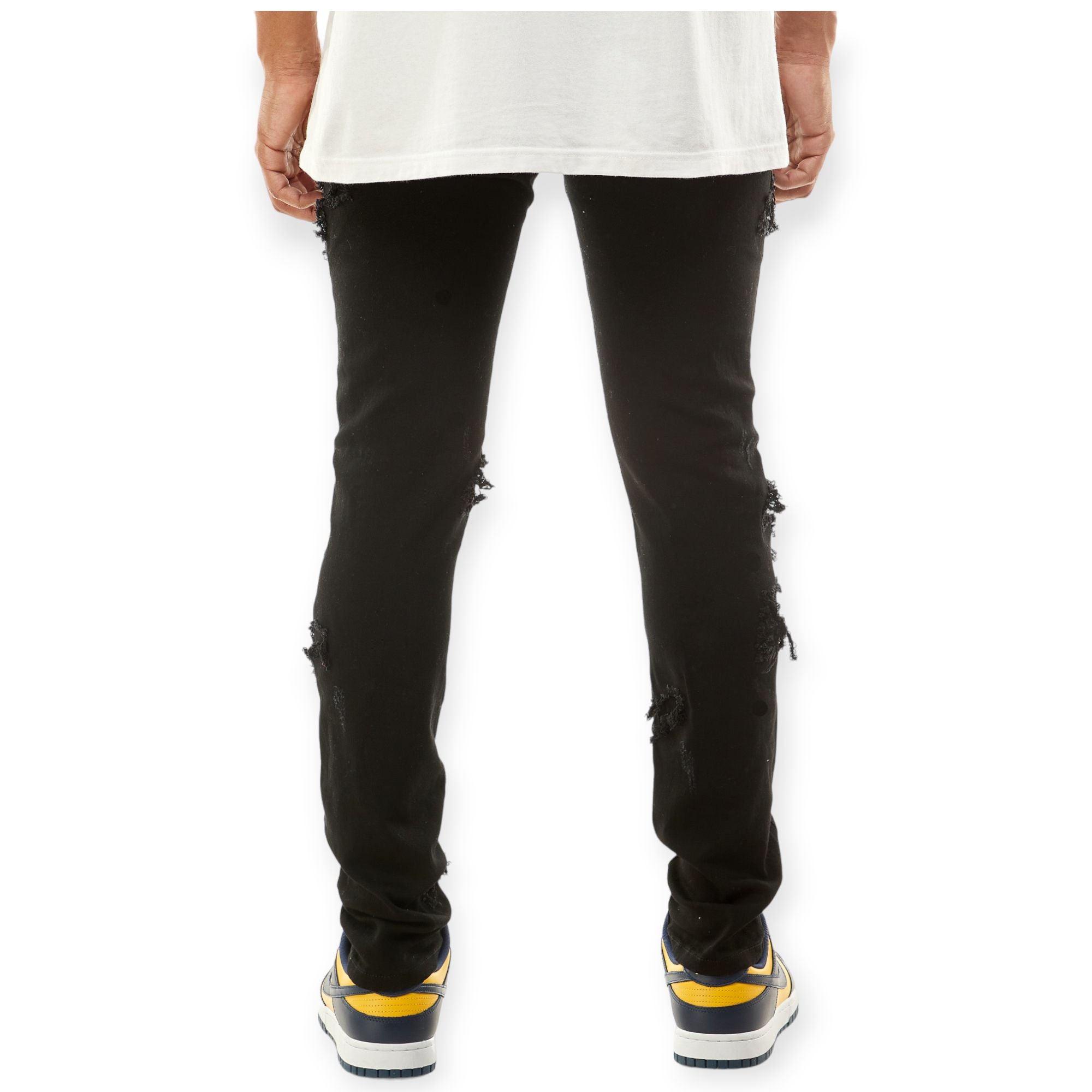 KDNK Men Diagonal Patched Pants (Black)-Nexus Clothing