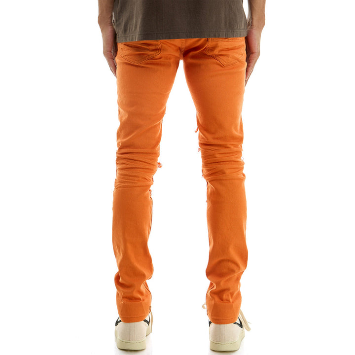 KDNK Men Patched Distress Jeans (Orange)-Nexus Clothing