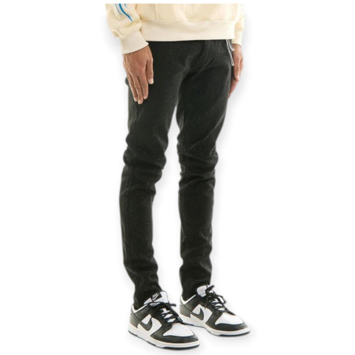 KDNK Men Jeans Rhinestone Skinny Denim (Jet Black) – Nexus Clothing