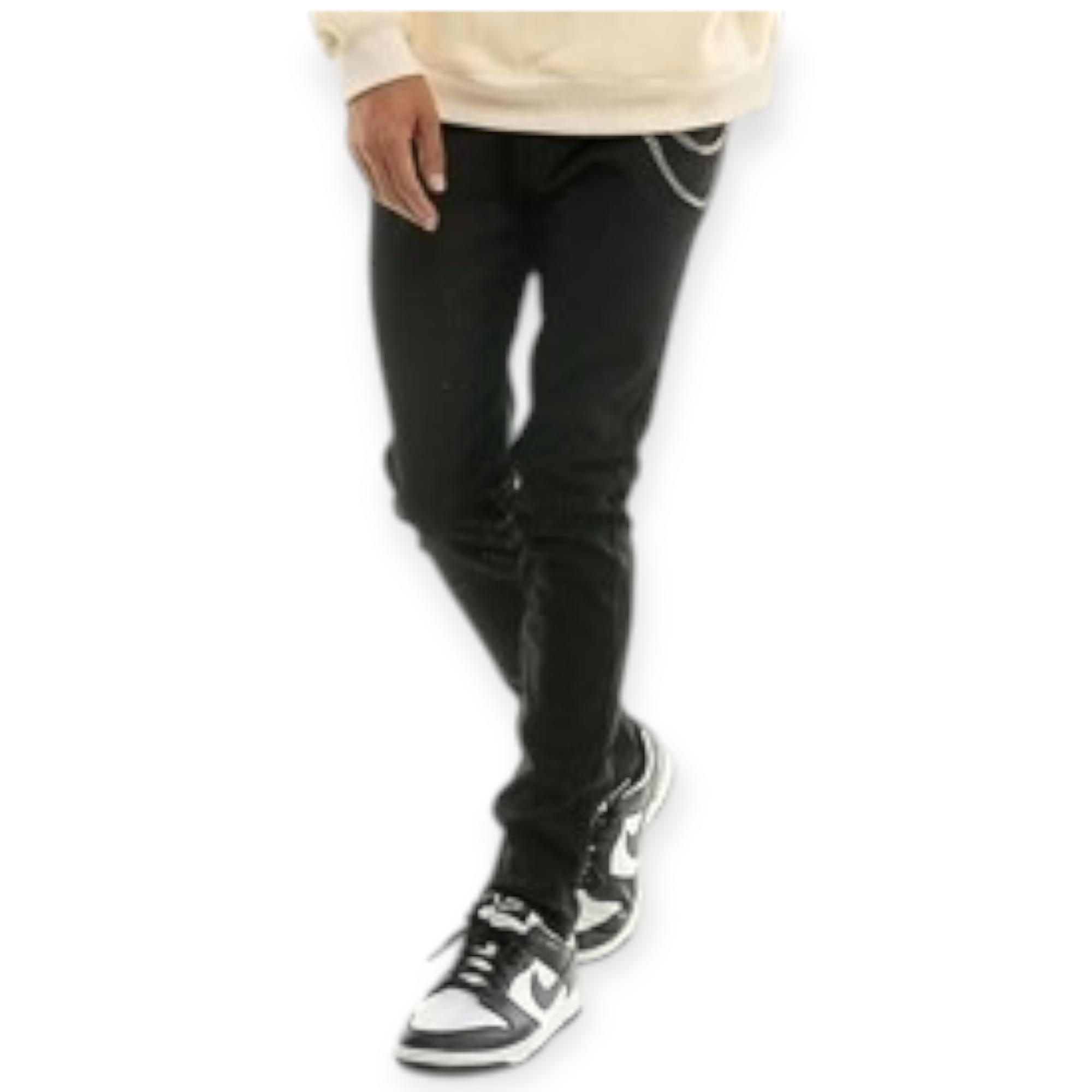 KDNK Men Jeans Rhinestone Skinny Denim (Jet Black) – Nexus Clothing