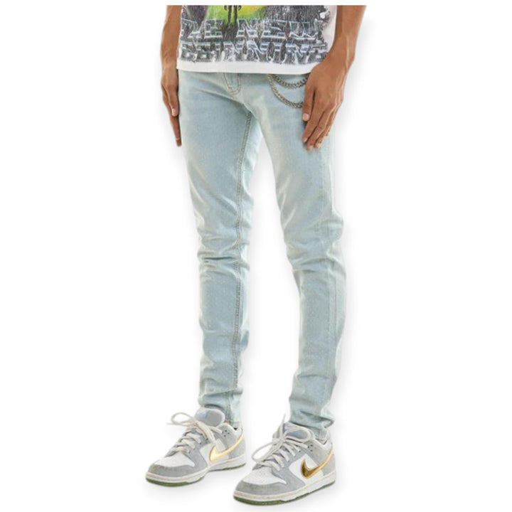 KDNK Men Jeans Rhinestone Skinny Denim (Light Blue) – Nexus Clothing