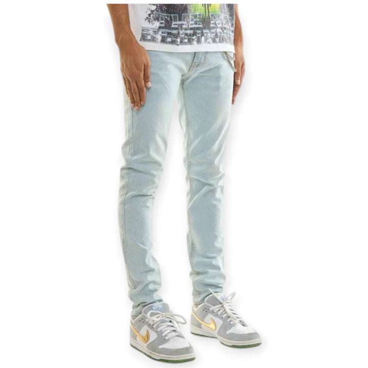 KDNK Men Jeans Rhinestone Skinny Denim (Light Blue) – Nexus Clothing