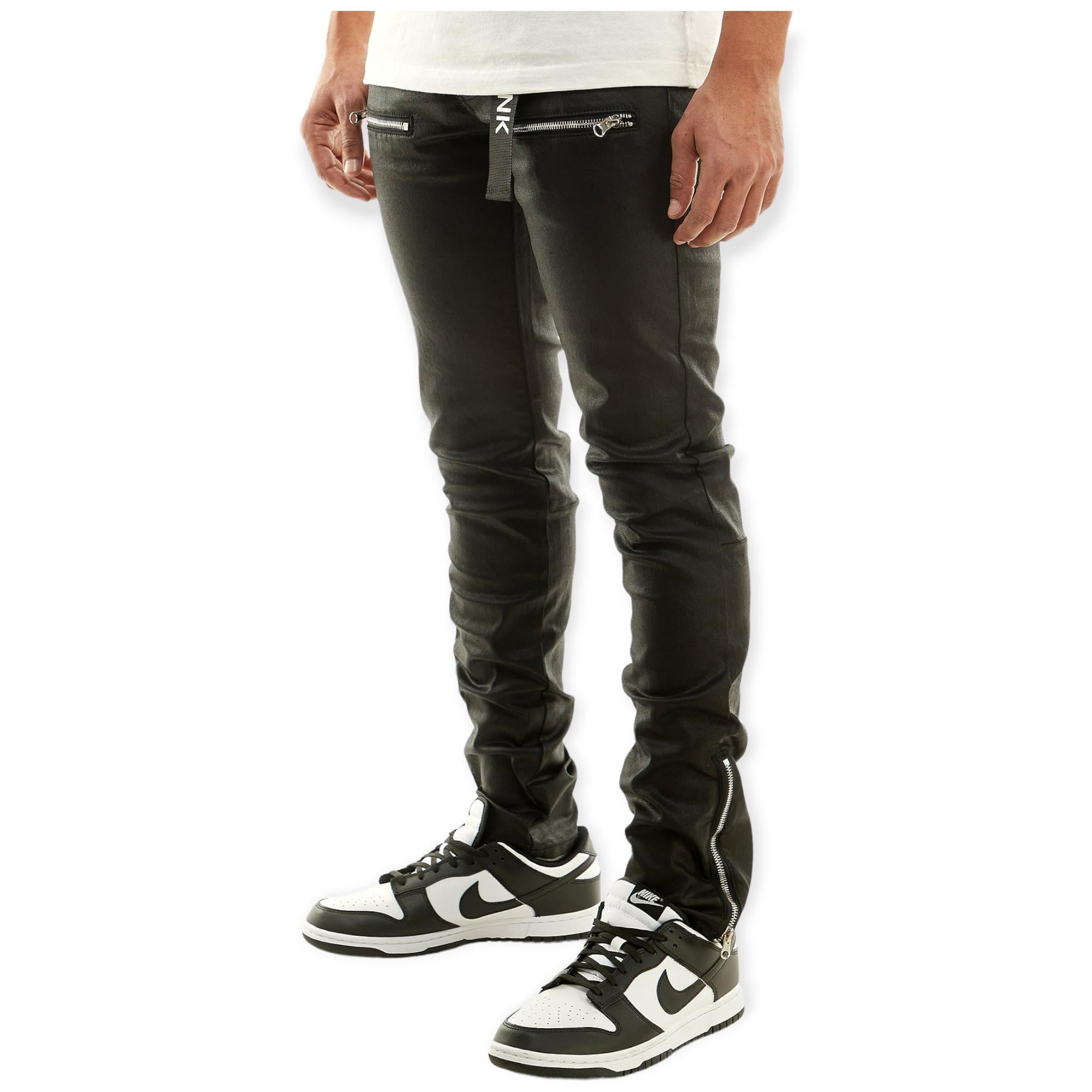 STACKED LEATHER SNAP PANTS – KDNK