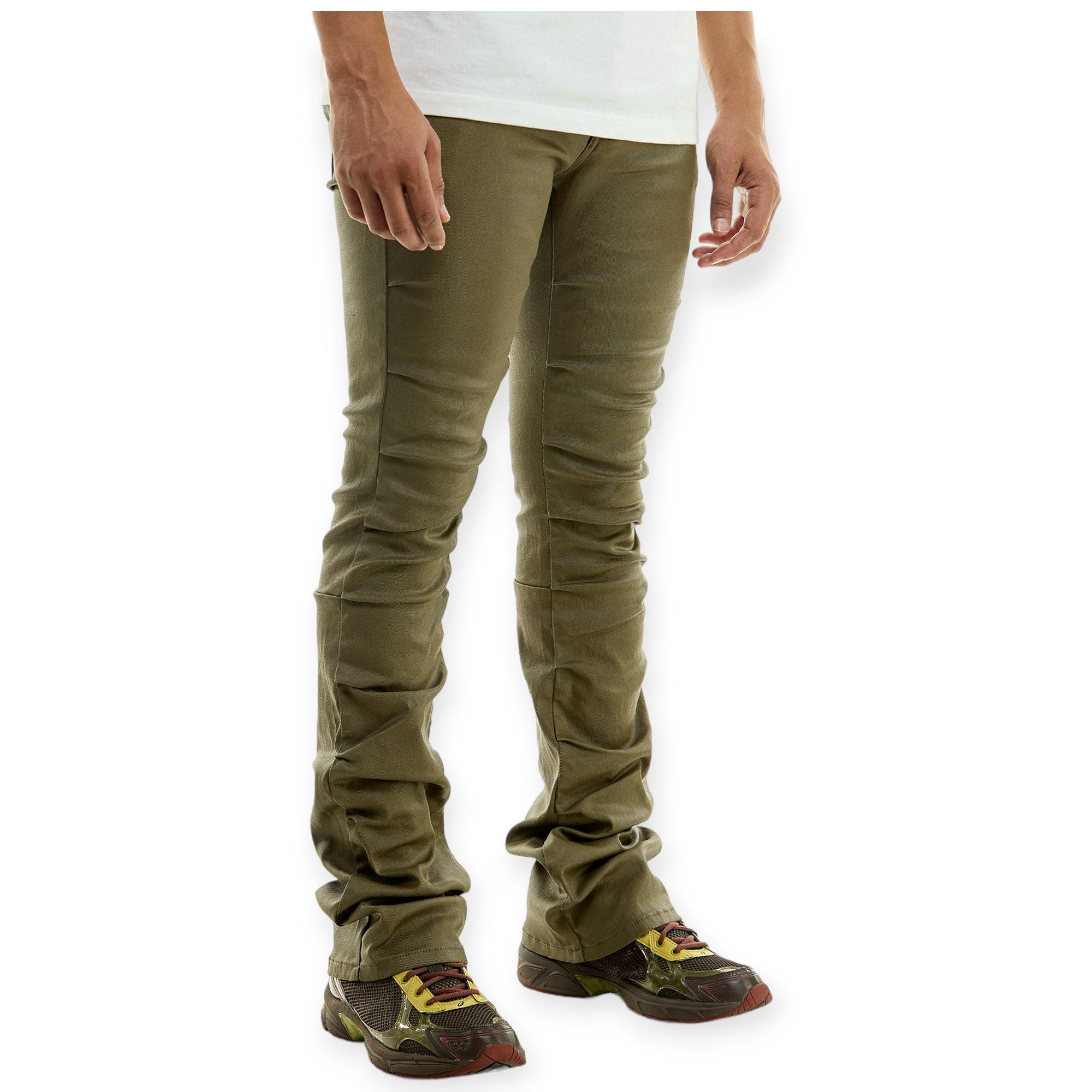 KDNK Men Waxed Pleat Pants (Olive)-Nexus Clothing