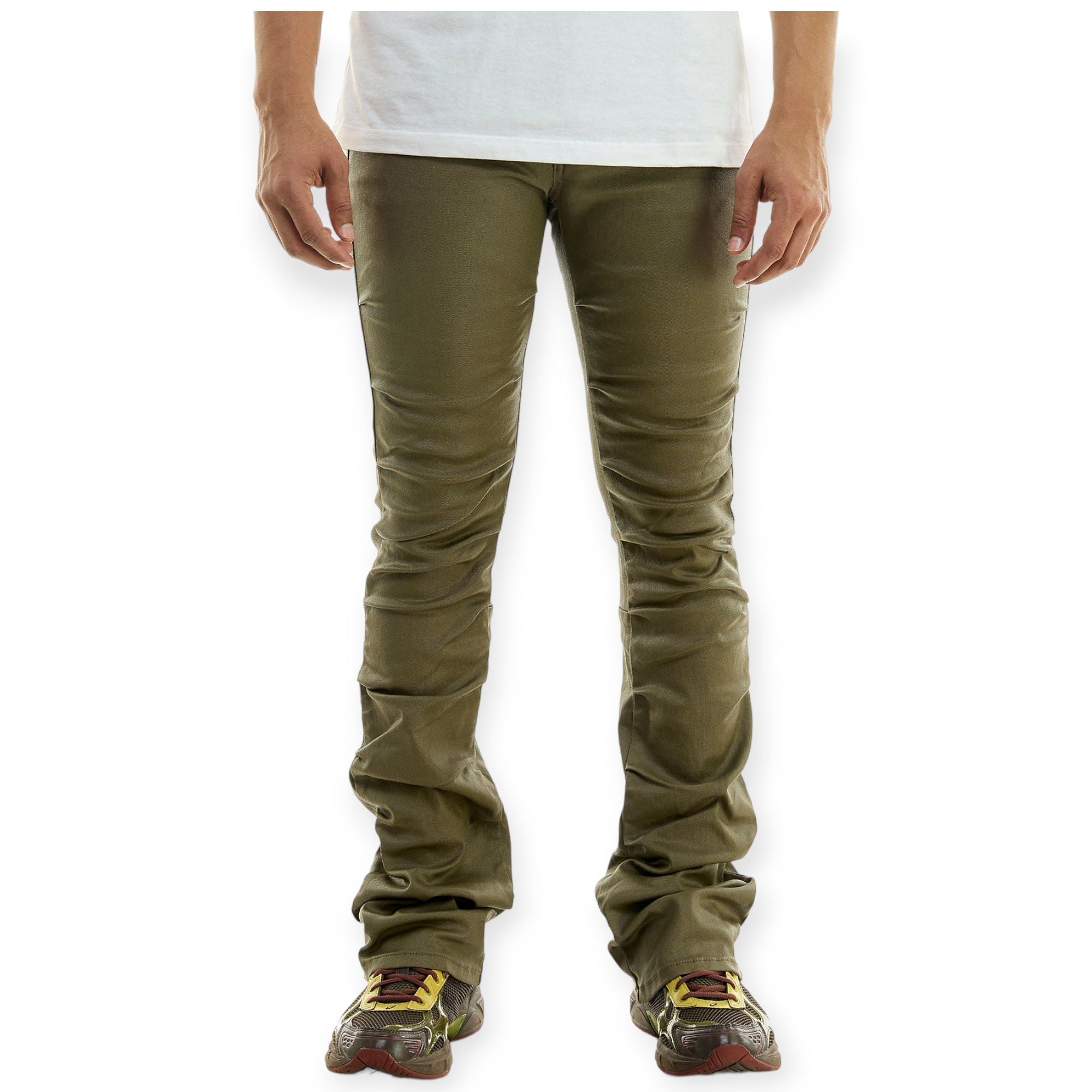 KDNK Men Waxed Pleat Pants (Olive)-Olive-40W x 36L-Nexus Clothing