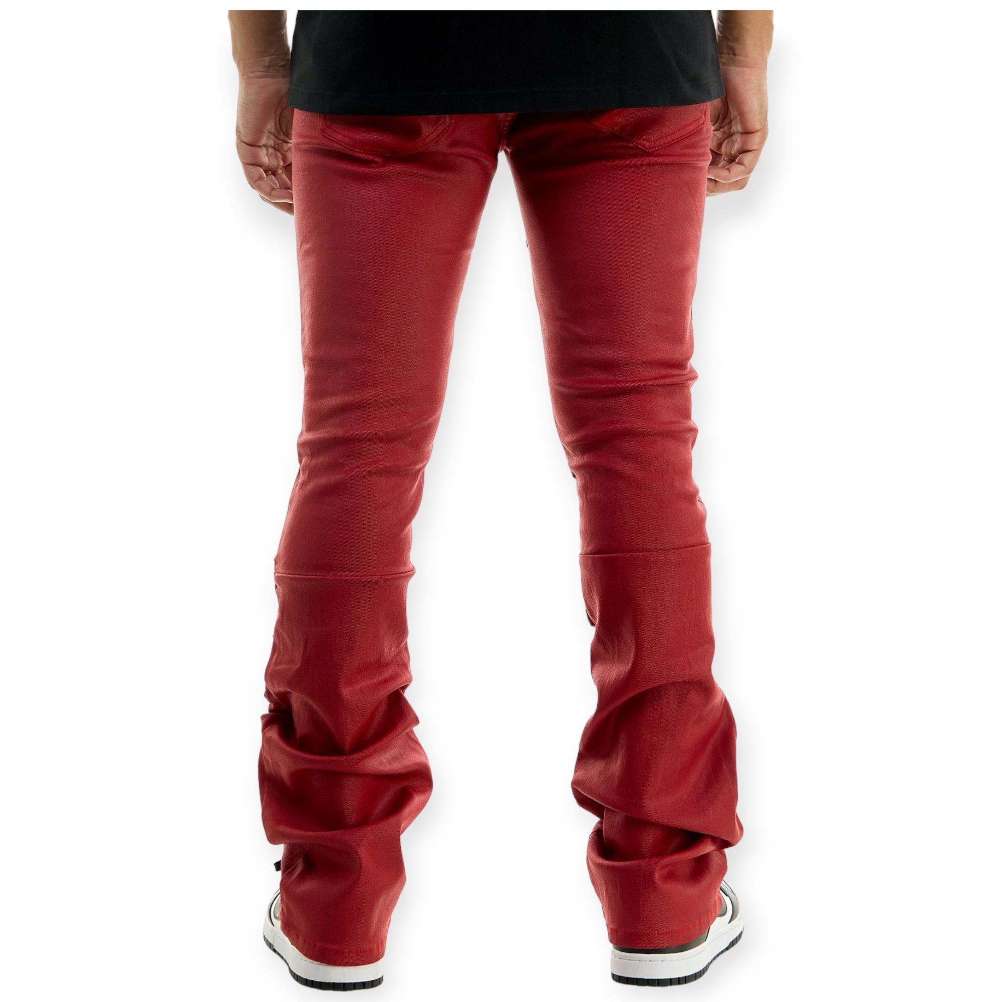 KDNK Men Waxed Pleat Pants (Red)-Nexus Clothing