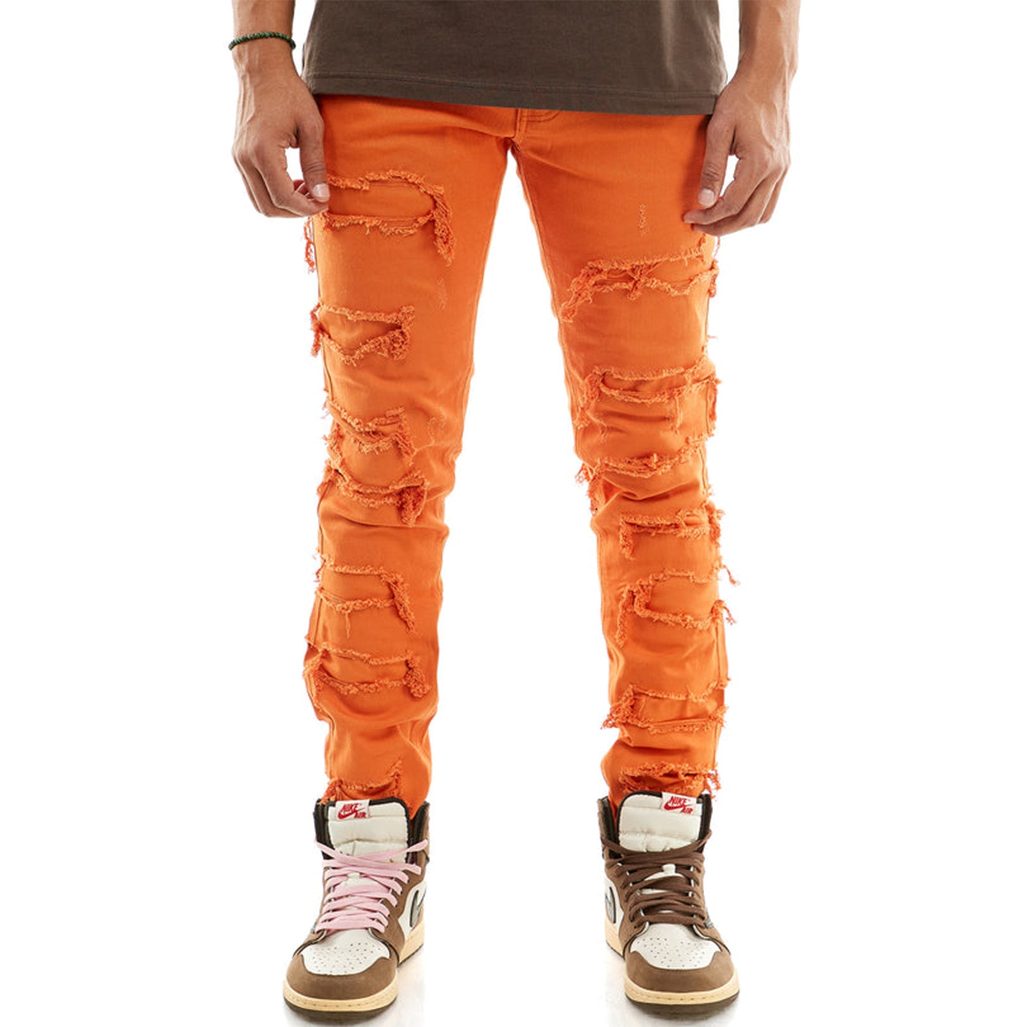 KNDK Men Complex Jeans (Orange)-Orange-40W X 32L-Nexus Clothing