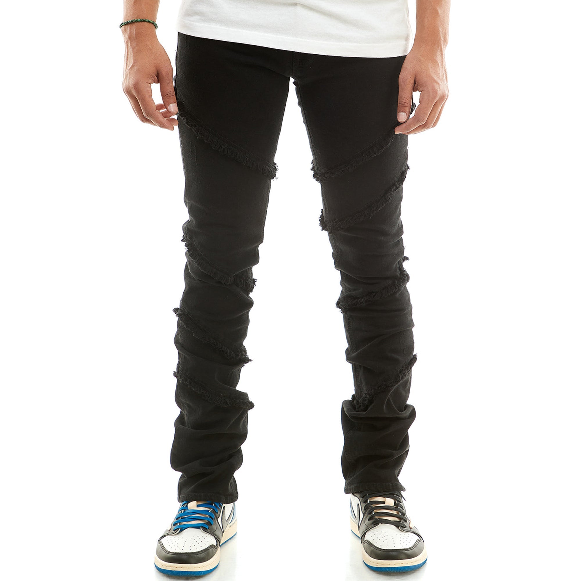 KNDK Men Panelled V2 Jeans (Jet Black)-Jet Black-30W X 32L-Nexus Clothing