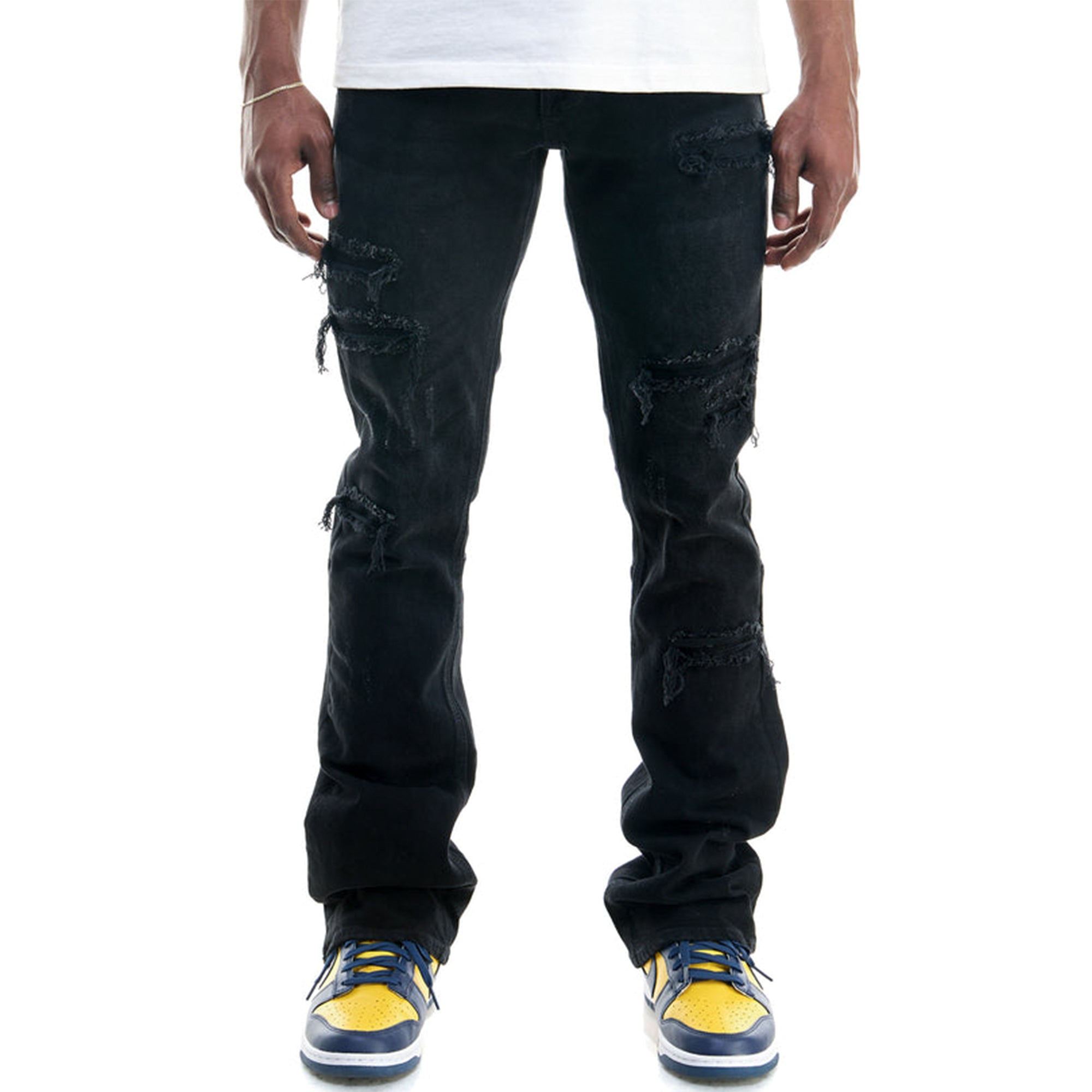 KNDK Men SF-P Skinny Flare Jeans (Black)1