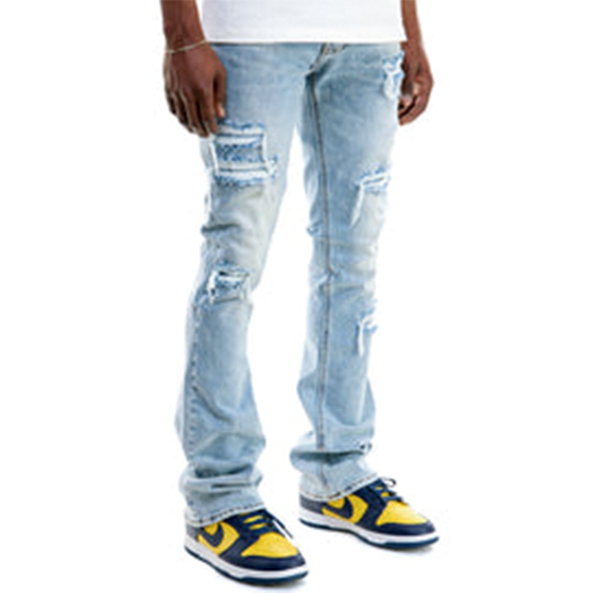 KNDK Men SF-P Skinny Flare Jeans (LT Blue)-Nexus Clothing