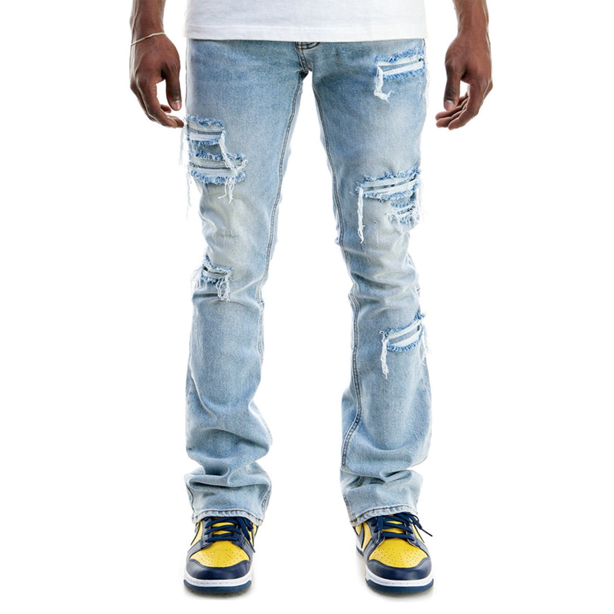 KNDK Men SF-P Skinny Flare Jeans (LT Blue)-Lt Blue-30W x 36L-Nexus Clothing