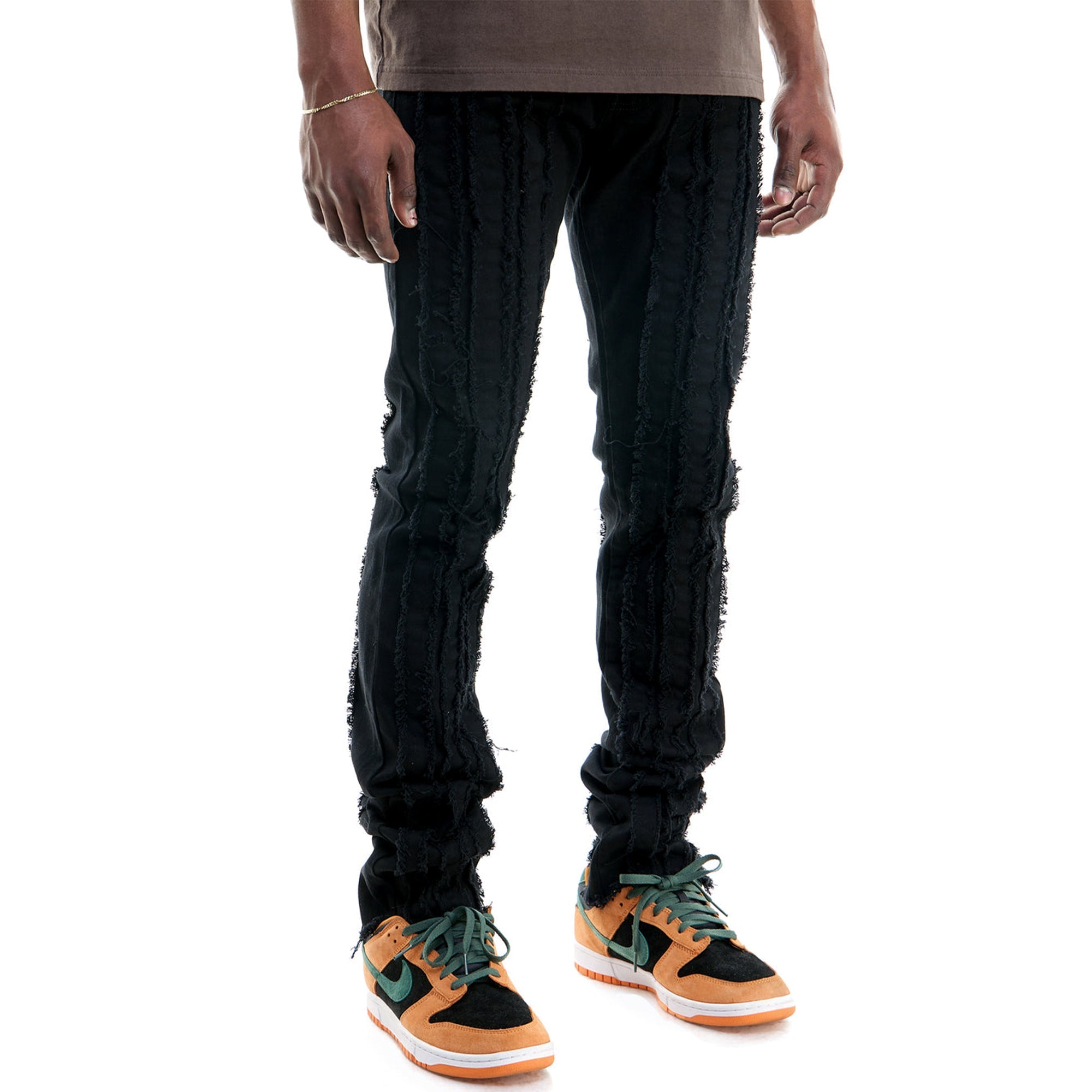 KNDK Men Stacked Fallin Jeans (Black)-Nexus Clothing