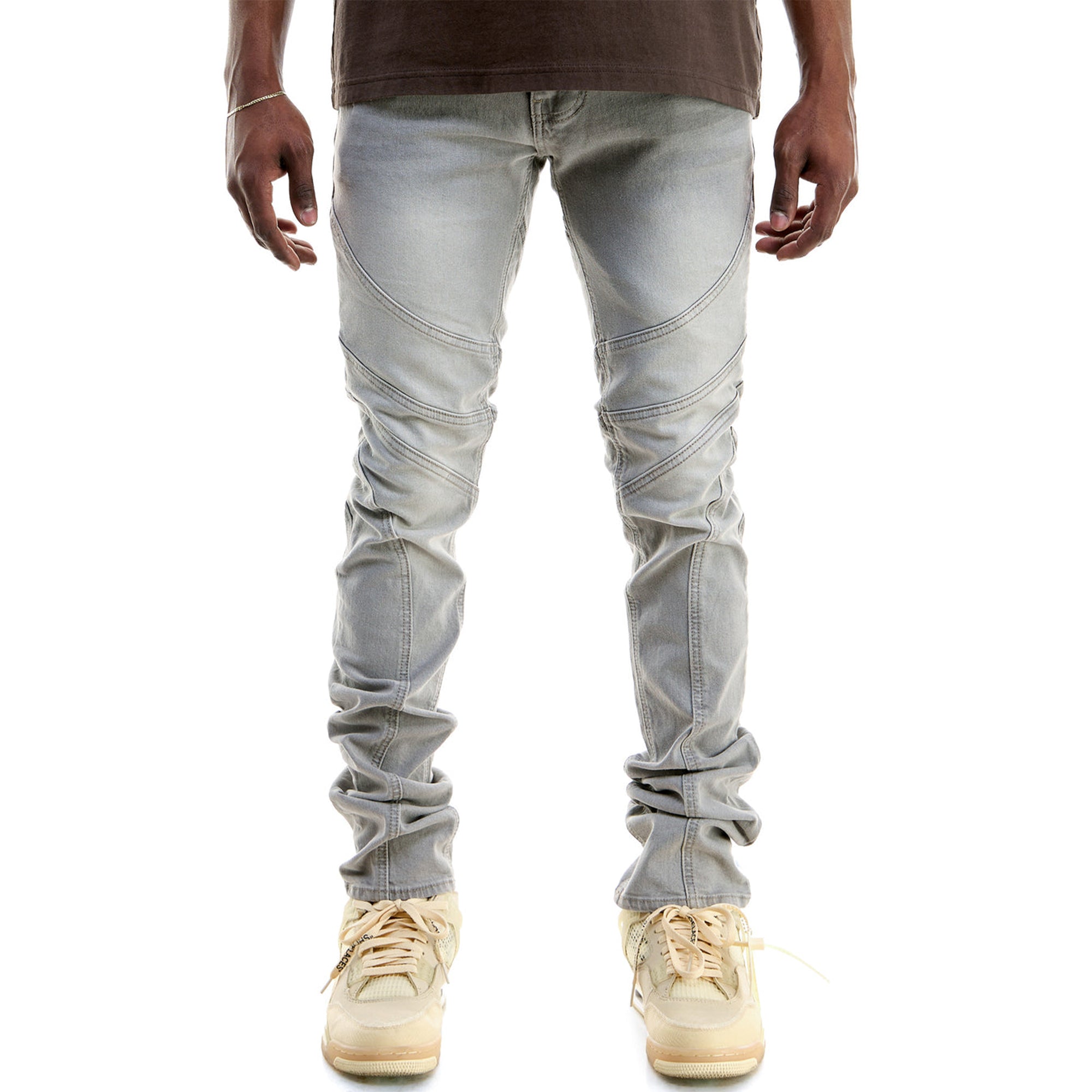 KNDK Men Stacked Overlap Jeans (Grey)-Grey-30W x 36L-Nexus Clothing