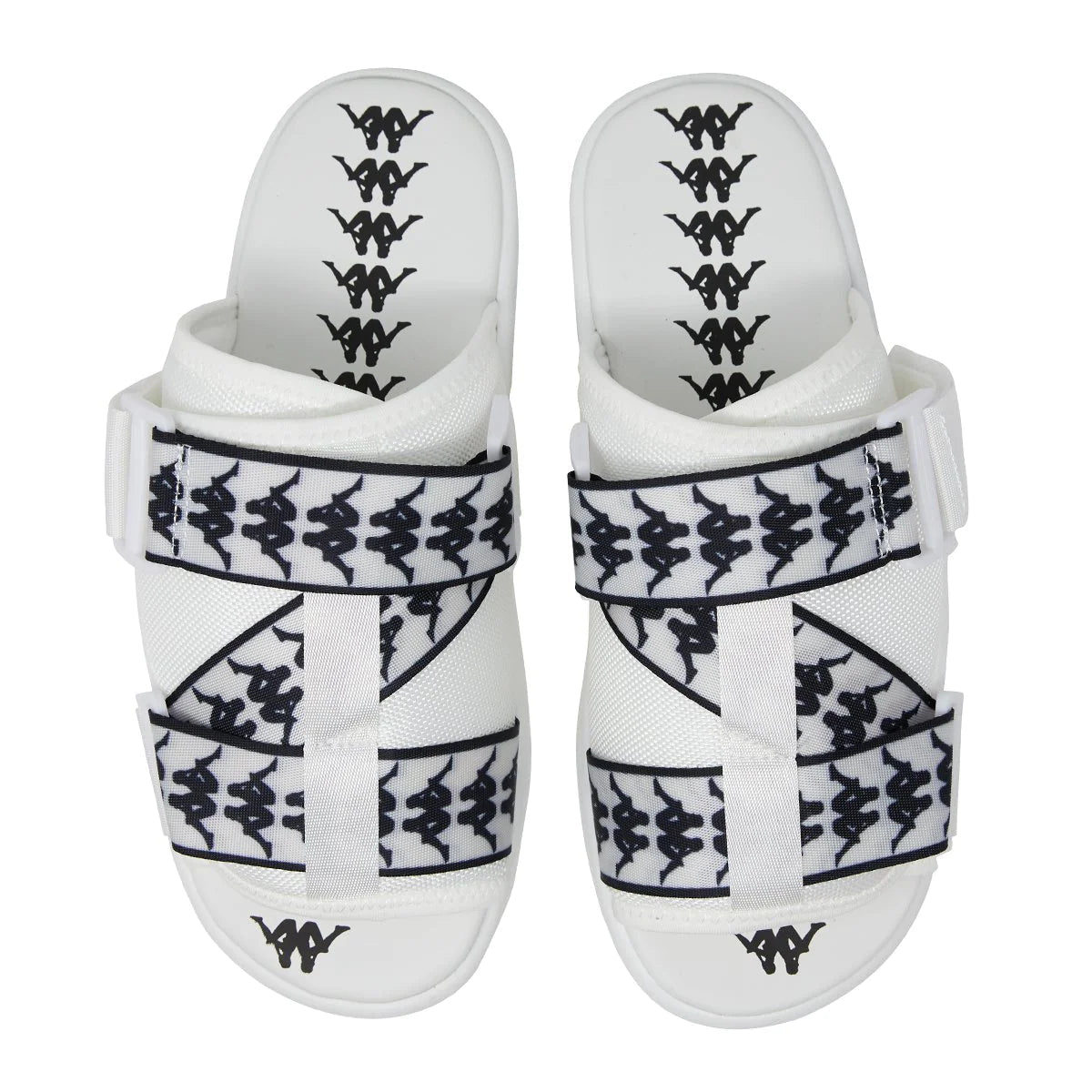 Kappa 222 Banda 1 Sandals Slides (White Black)-White Black-6-Nexus Clothing