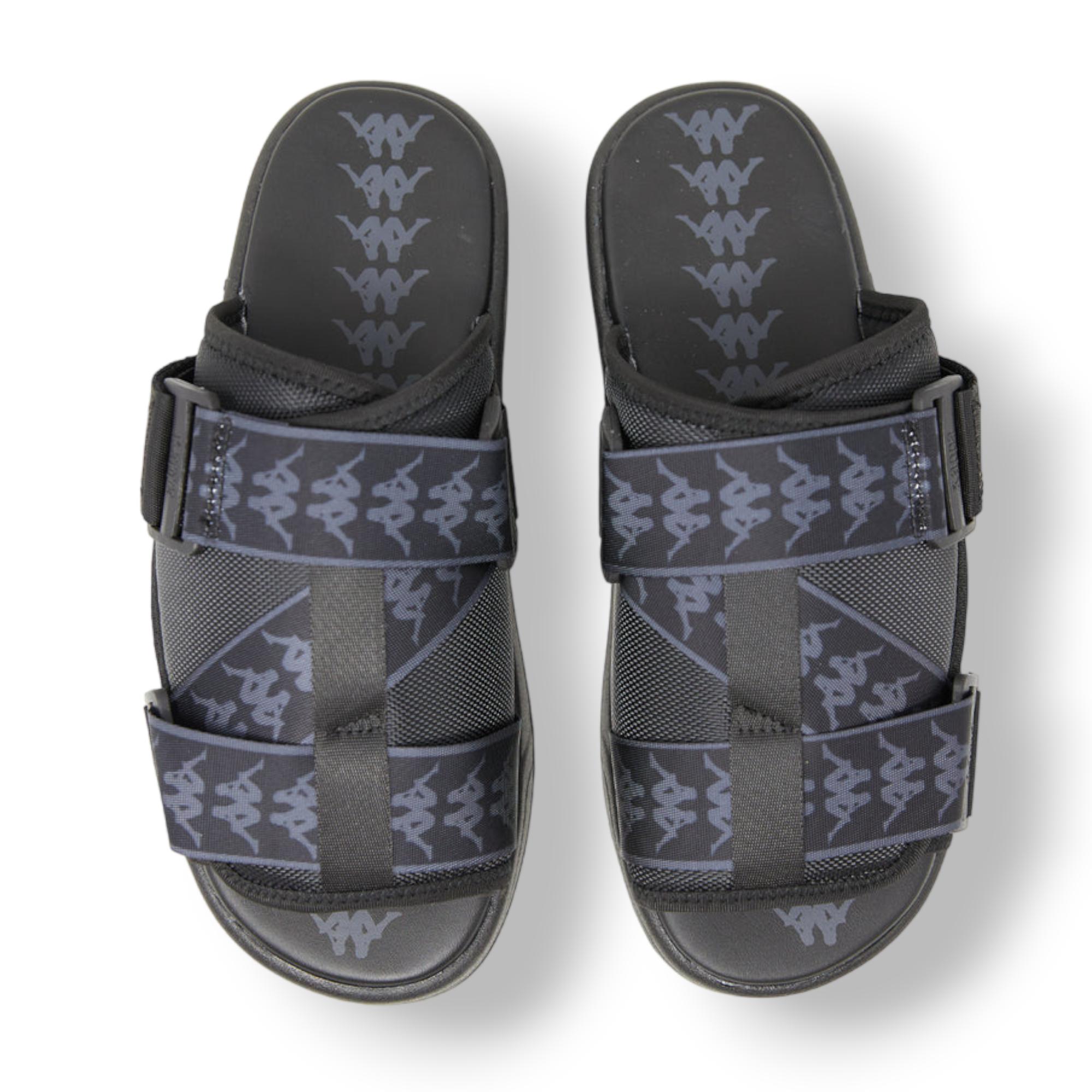 Kappa Men 222 Banda 1 Sandals Slides (Black Dark Grey)-Black Dark Grey-6-Nexus Clothing