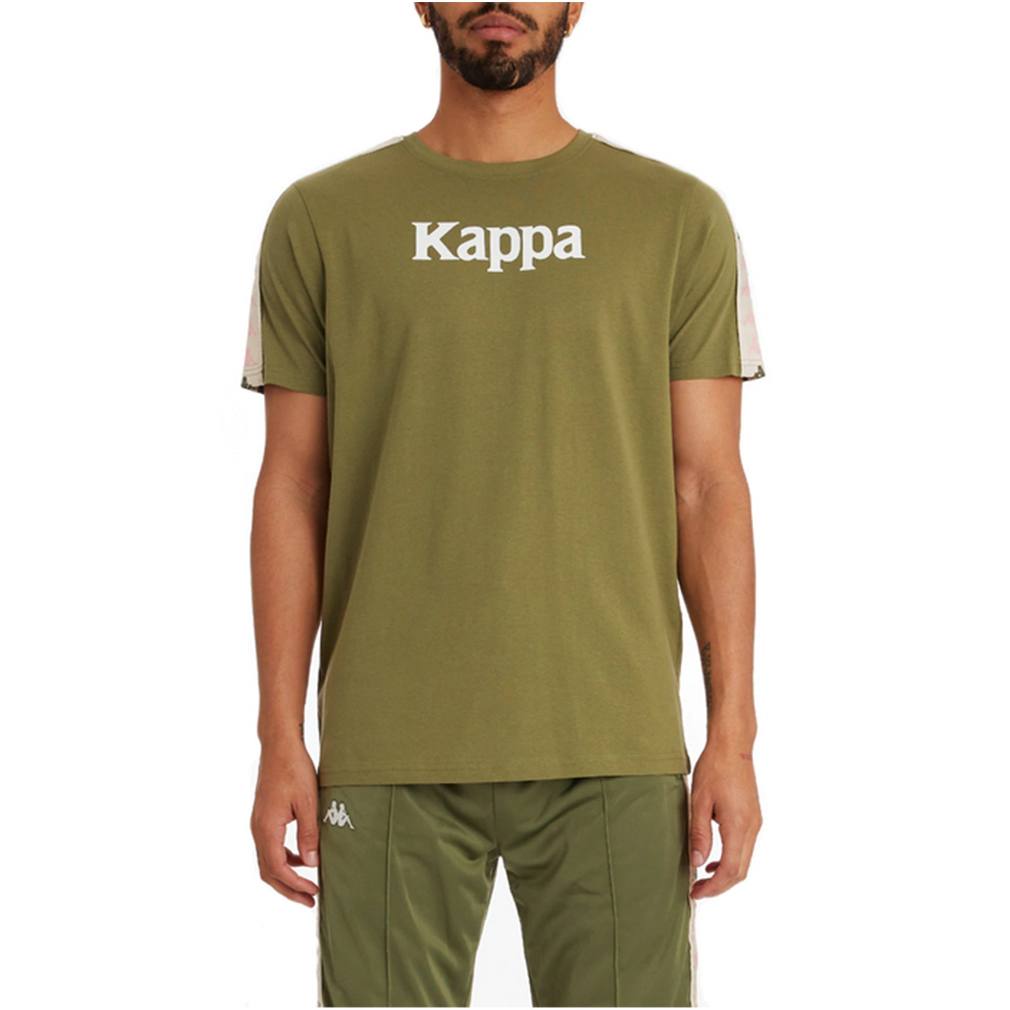 Kappa Men 222 Banda Deto 2 T-Shirt (Green Loden Beige)-GREEN LODEN-BEIG-Small-Nexus Clothing