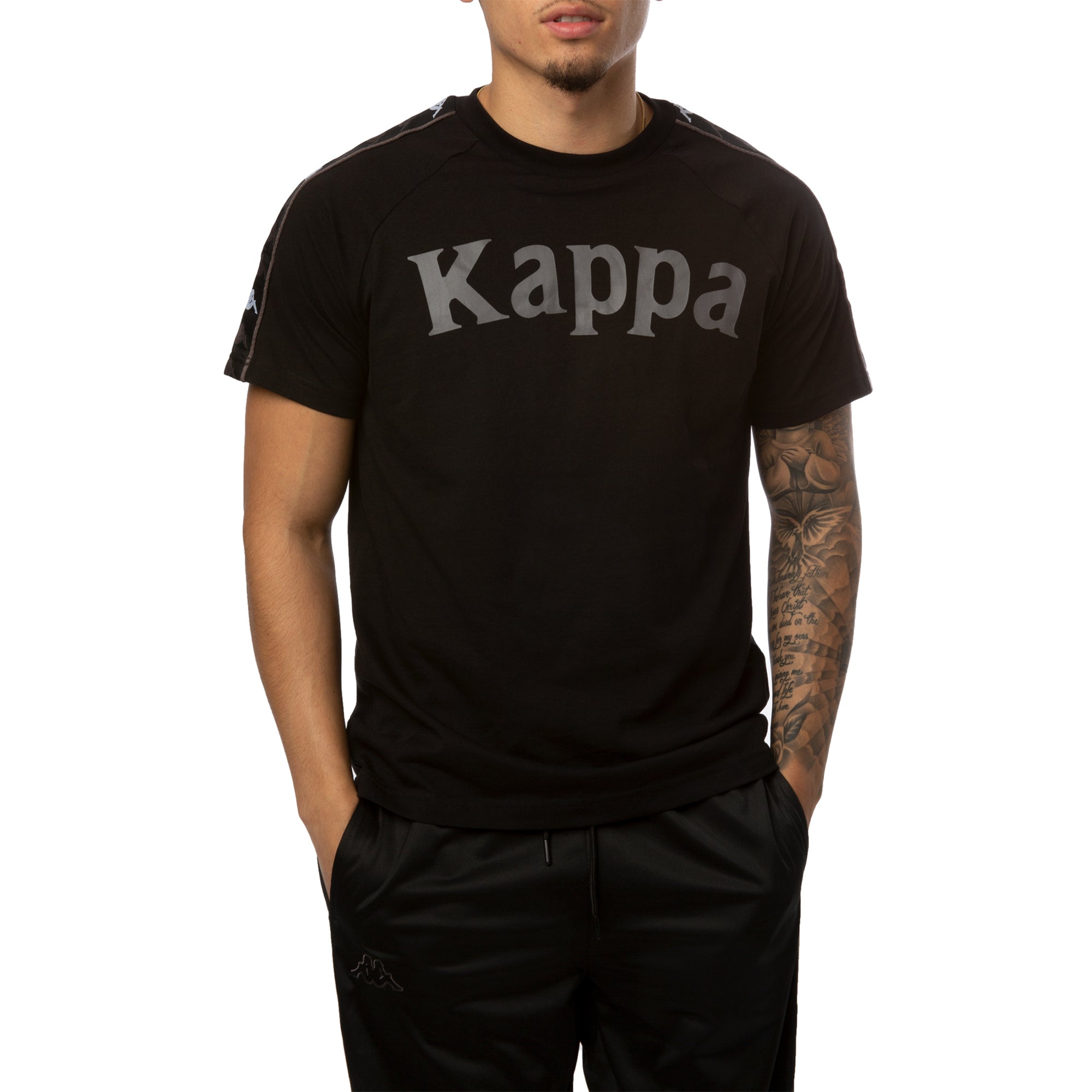 Kappa Men 222 Banda Deto T-Shirt (Black Grey White)-Black Grey White-Small-Nexus Clothing