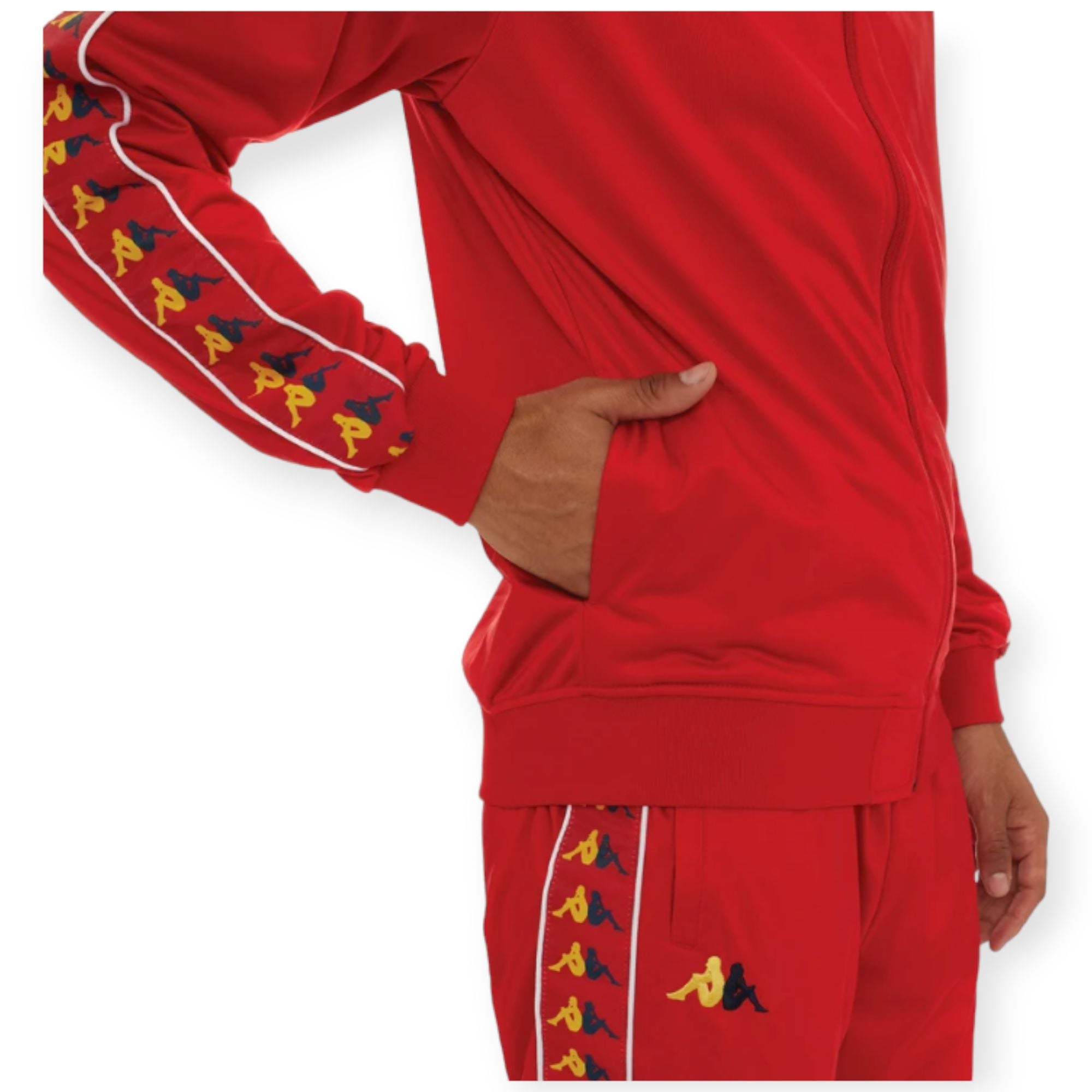 Kappa Men 222 banda carambie Track Jacket (Red,Yellow,Dark Blue)-Nexus Clothing