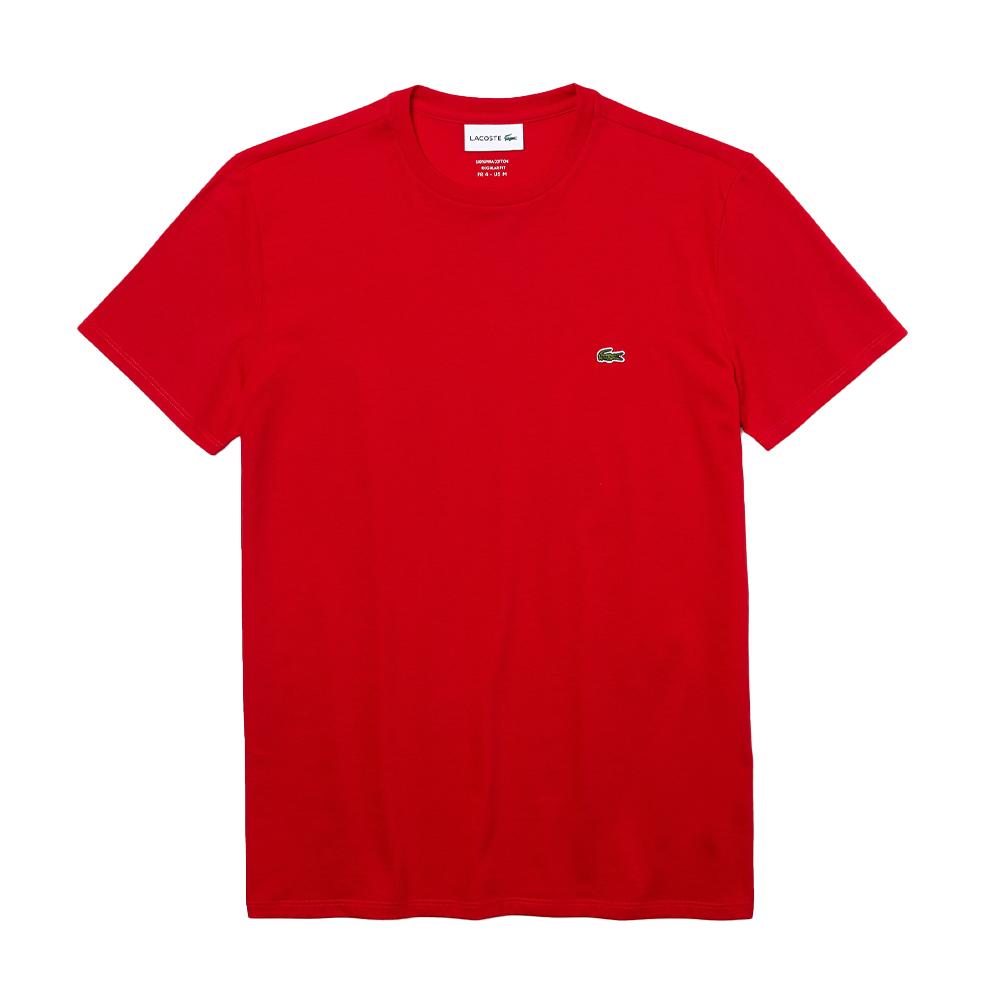 LACOSTE Men's Crew Neck Pima Cotton Jersey T-shirt-Red-Small-Nexus Clothing