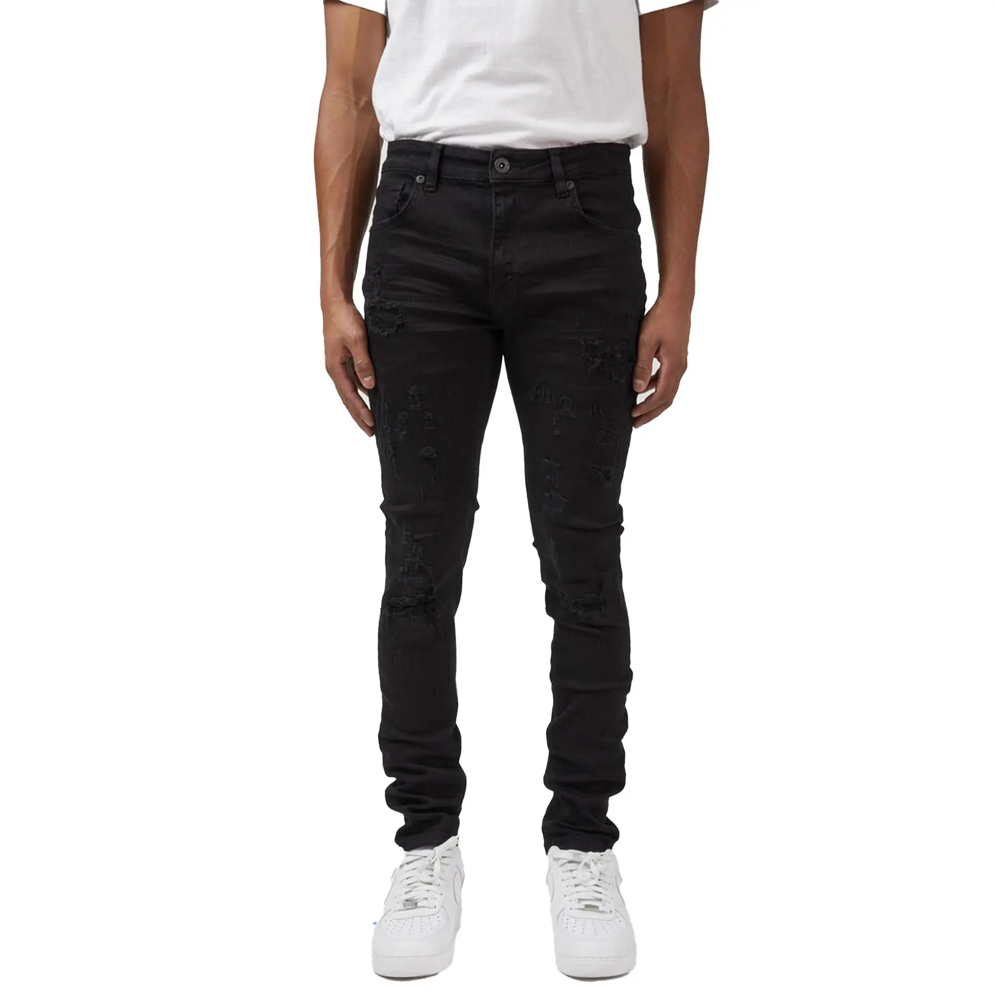 KILUS Uomo Strappato Jeans Uomo Skinny Slim Fit Stretch Denim Distrutto - Foto 9