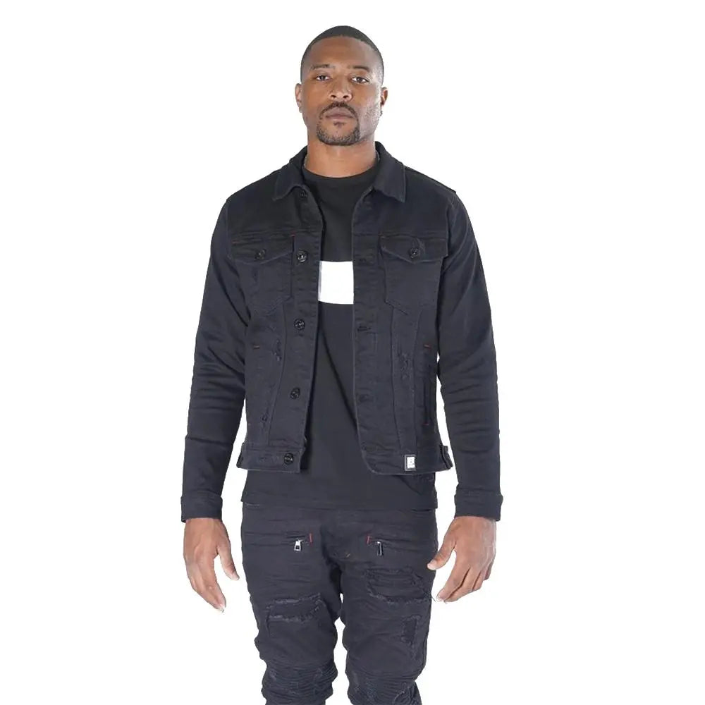 Makobi Men Core Denim Jacket (Black)-Black B-XXXXX-Large-Nexus Clothing