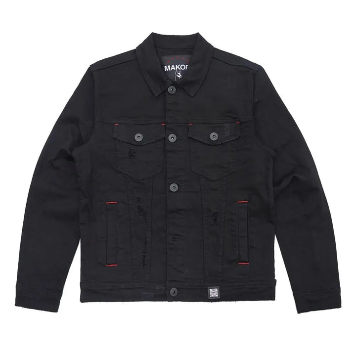 Makobi Men Core Denim Jacket (Black)-Black B-XXXXX-Large-Nexus Clothing