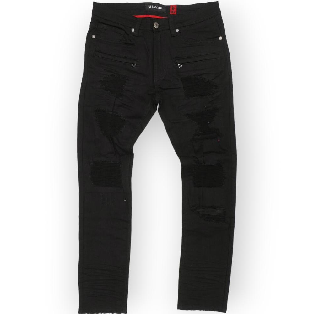 M1633 Colton 34” Stack Nylon/Spandex Sweat Pants - Mocha – Makobi Jeans USA