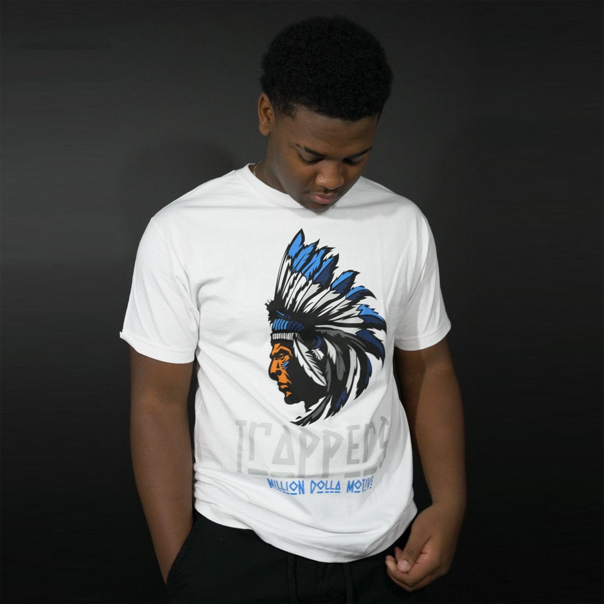 Million Dolla Men Motive Trappers University T-Shirt (White)-Nexus Clothing