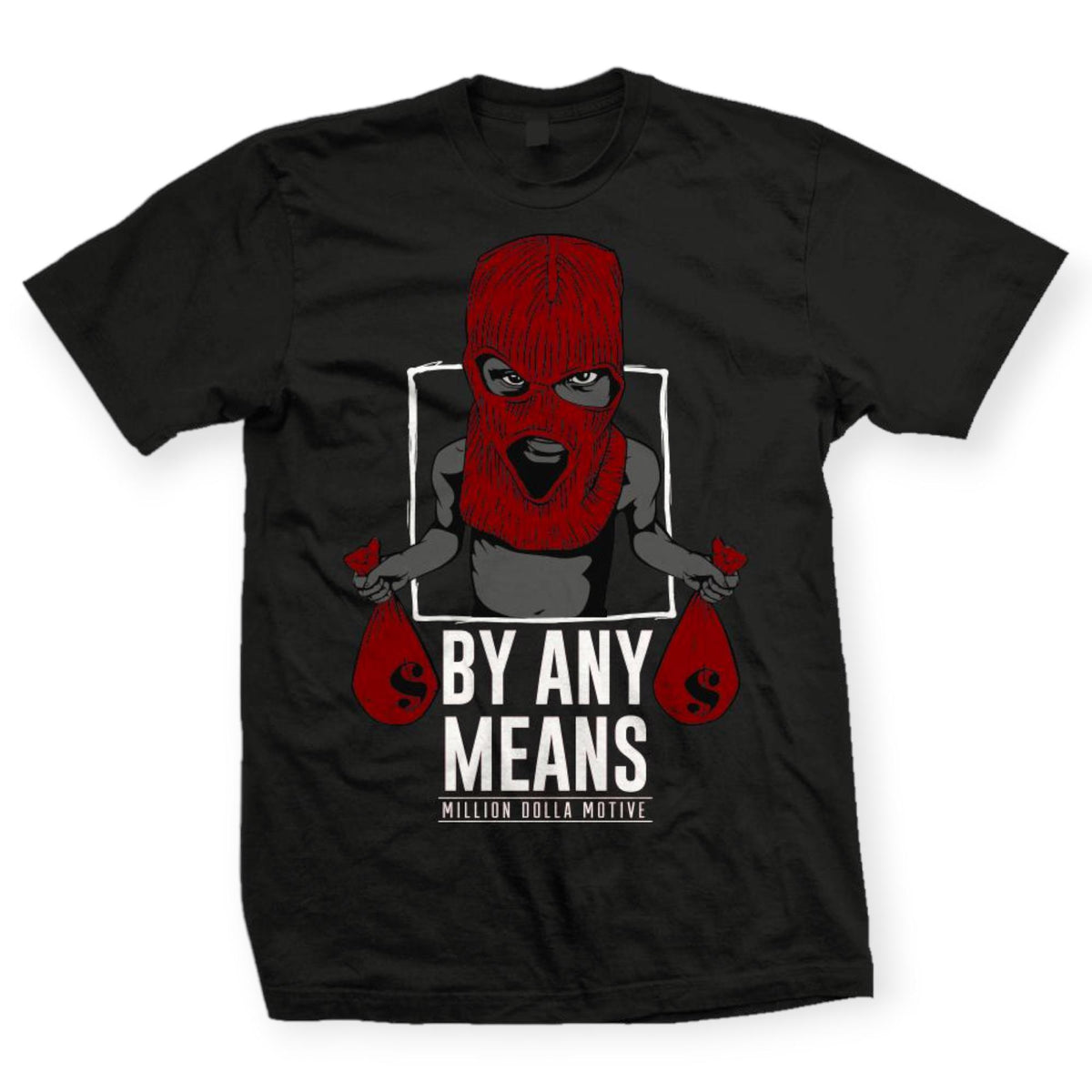 Million Dolla Motive Tee Men By Any Means Black On Red