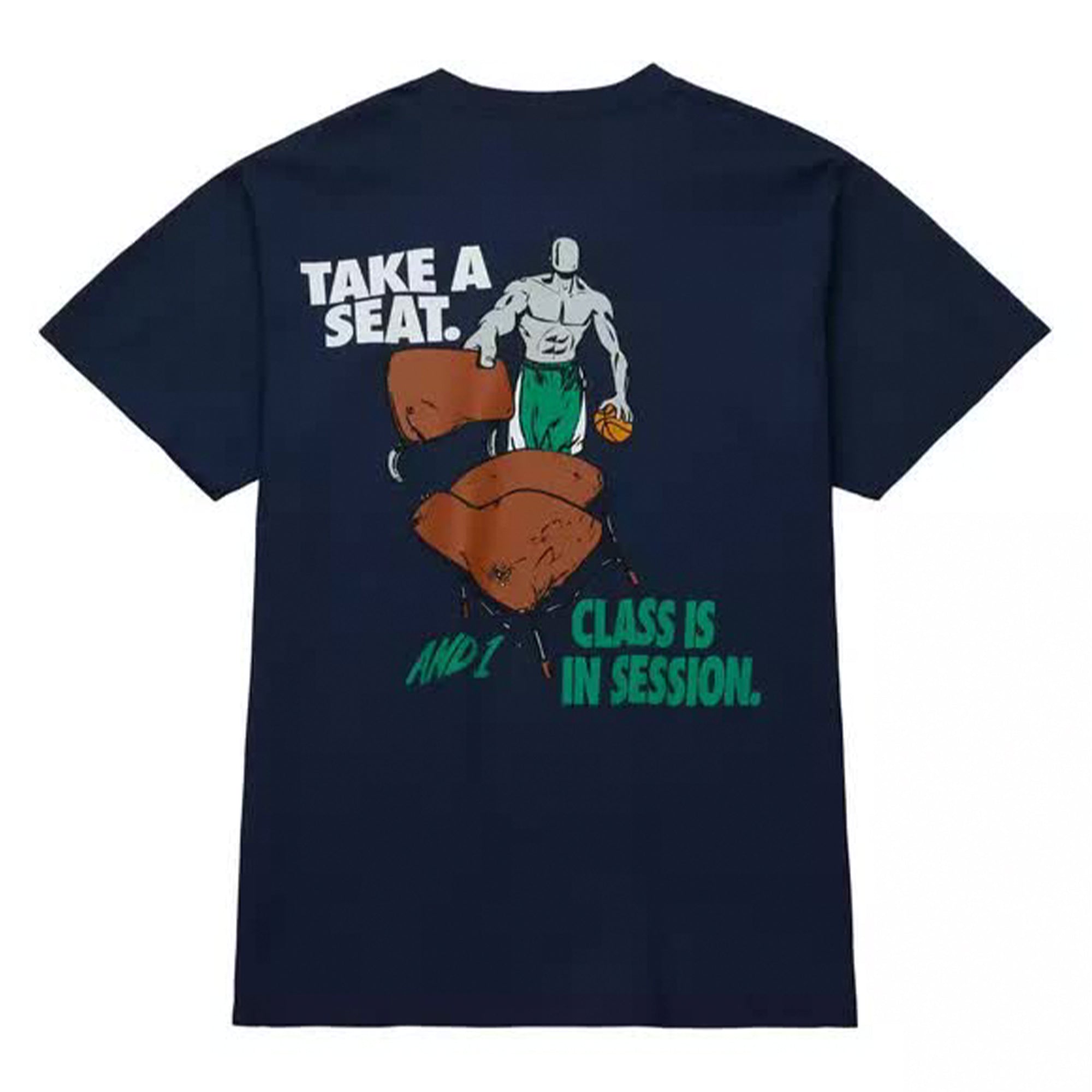 Mitchell Ness Men AND1 Take a Seat T-Shirt (Navy)