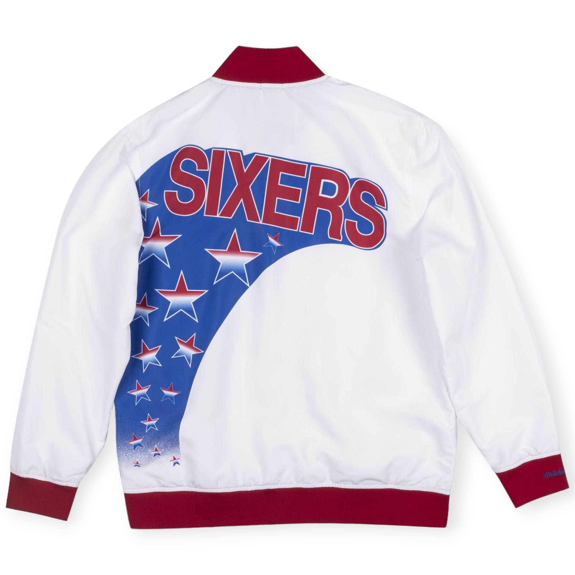 Mitchell & Ness Men Hardwood Classic 76ers Jacket (White,red,blue)-Nexus Clothing