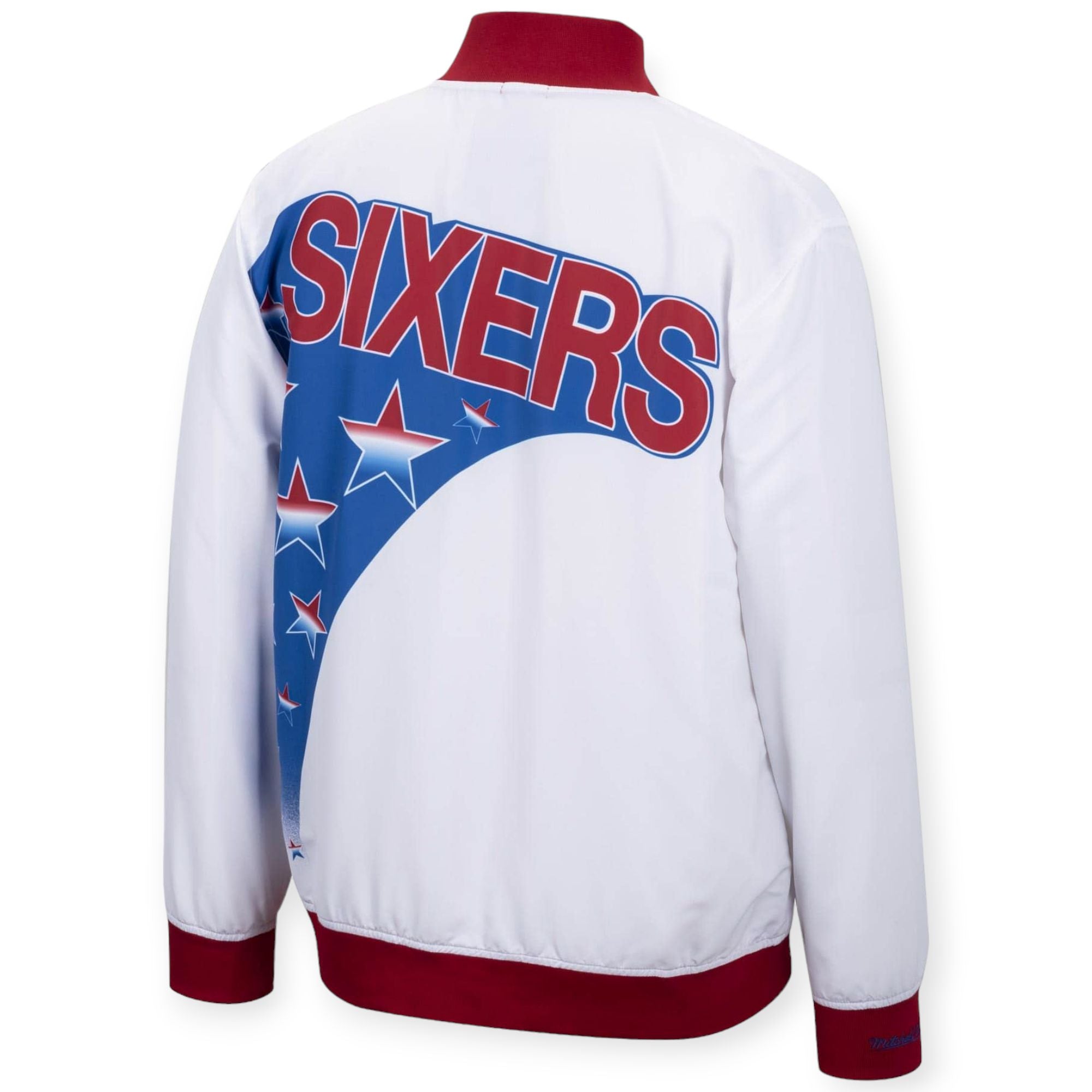 Mitchell & Ness Men Hardwood Classic 76ers Jacket (White,red,blue)-Nexus Clothing