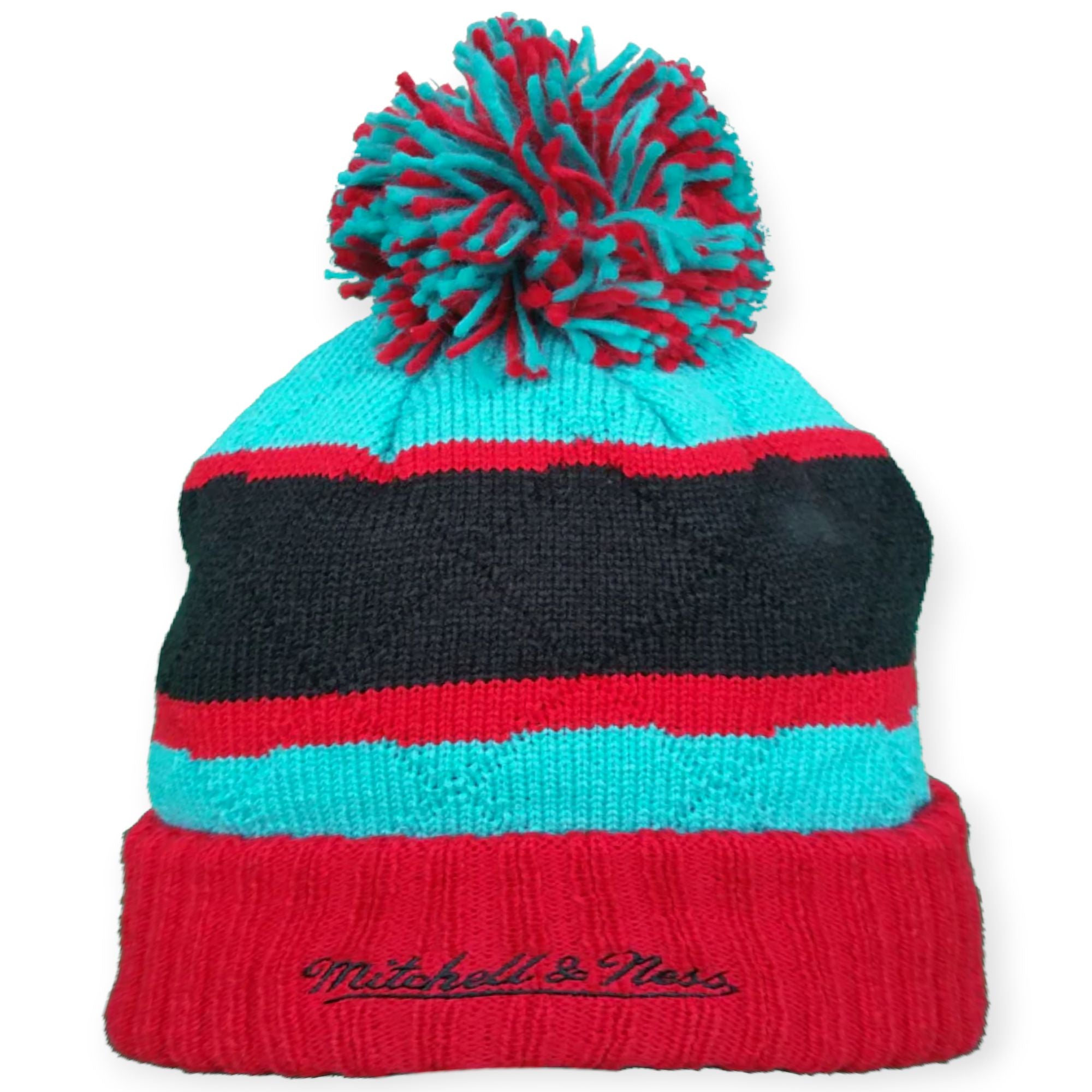 Mitchell & Ness Men Vancouver Grizzlies Knit Beanie (Red Black)-Red Black-One Size-Nexus Clothing