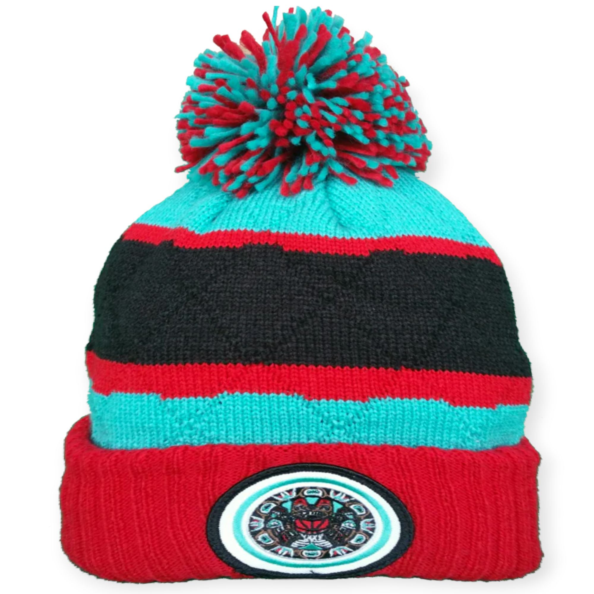 Mitchell & Ness Men Vancouver Grizzlies Knit Beanie (Red Black)-Red Black-One Size-Nexus Clothing