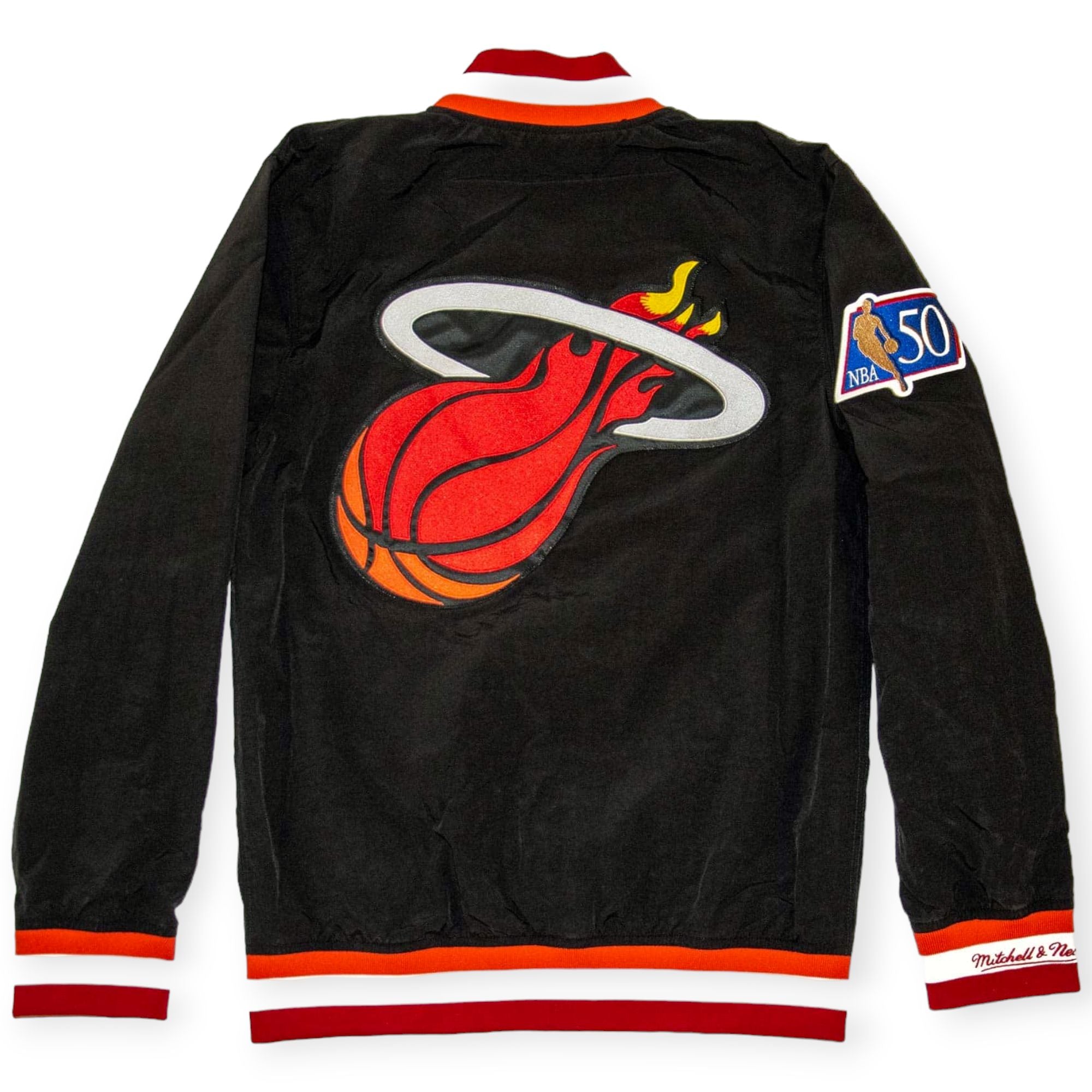 Mitchell &amp; Ness Men Hardwood Classic Heat Jacket(Black Red Team)-Nexus Clothing