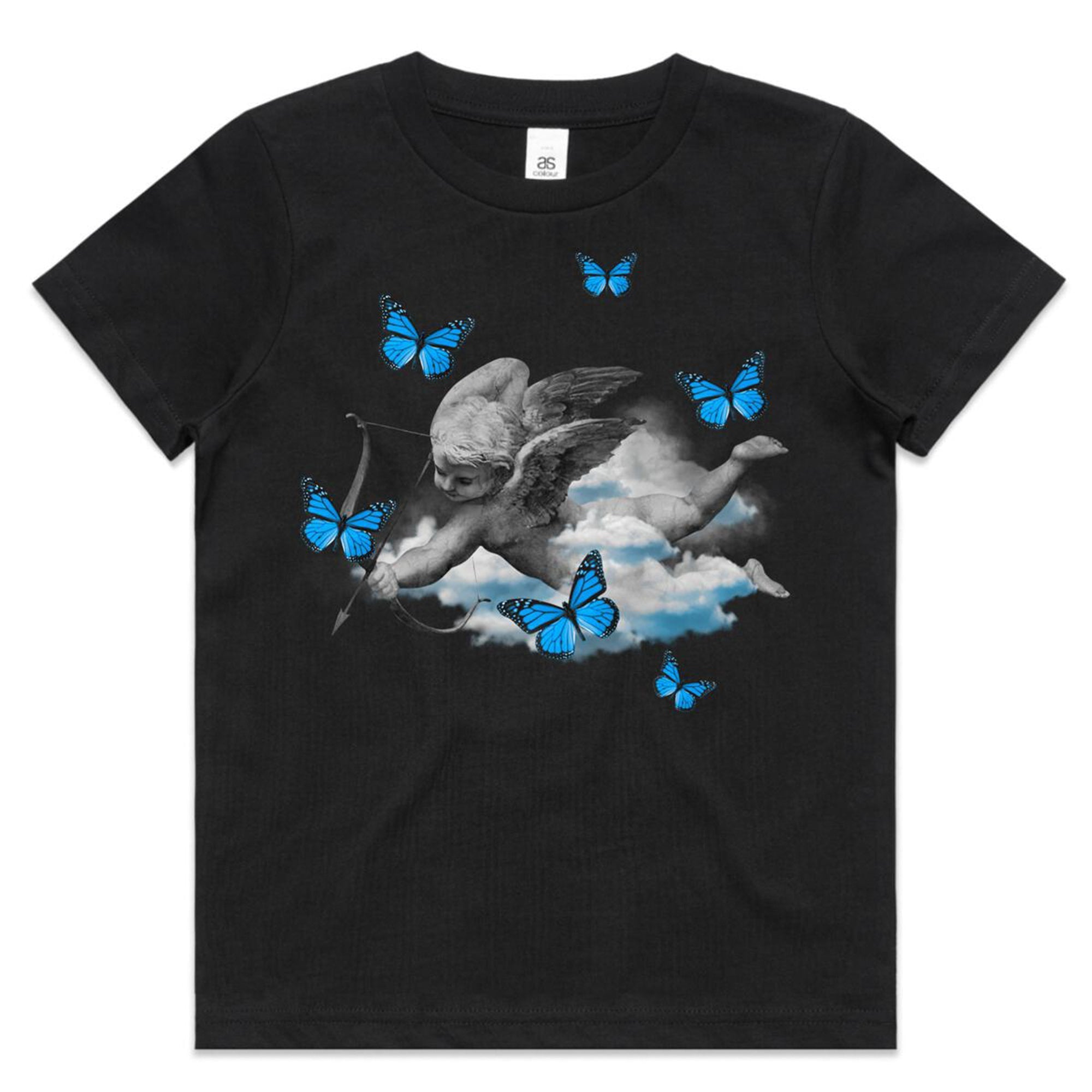 Murda Crue Boys Blue Angel Kids T-Shirt (Black)-Black-14-Nexus Clothing