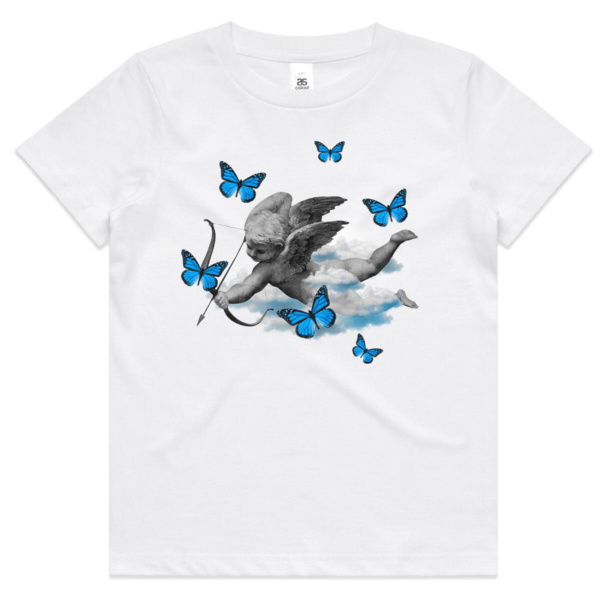 Murda Crue Boys Blue Angel Kids T-Shirt (White)-White-8-Nexus Clothing