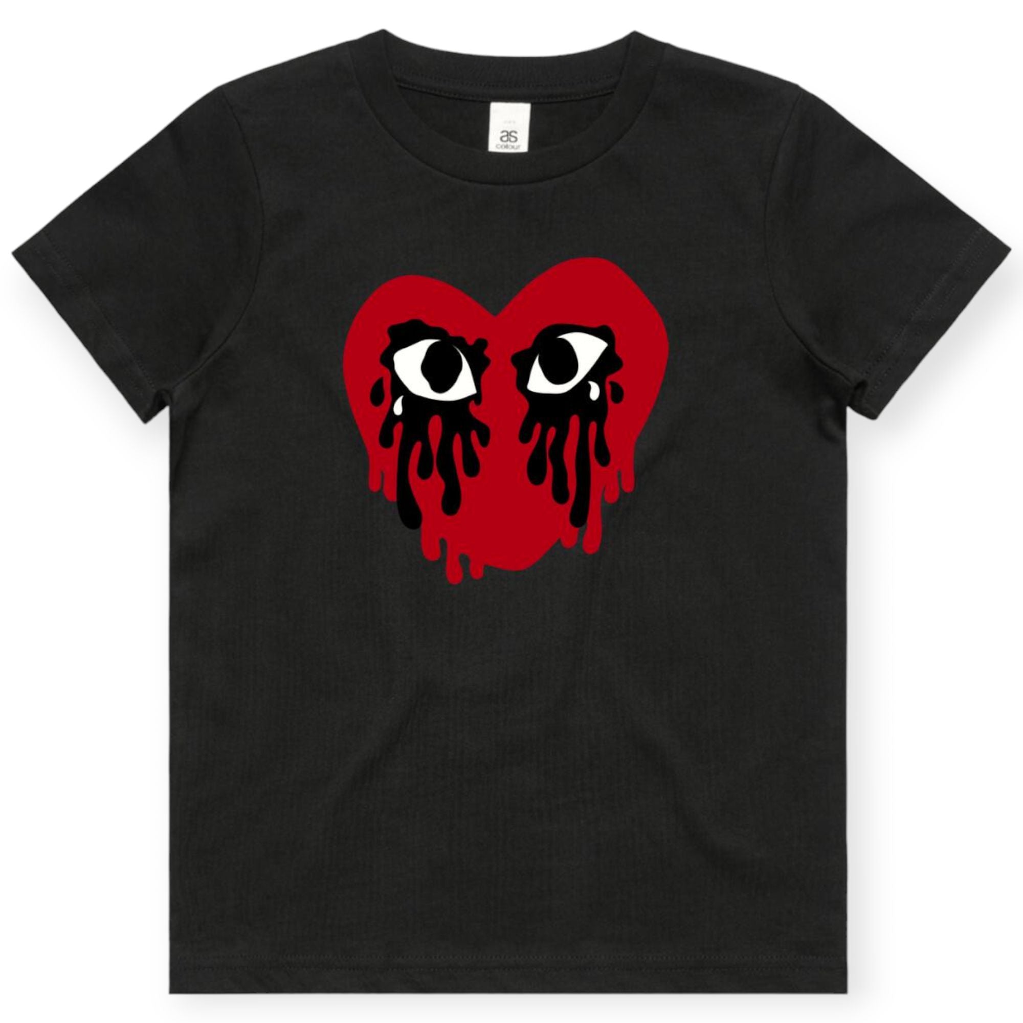 Murda Crue Kids Red Crying Heart Tee (Black)-Black-10-Nexus Clothing