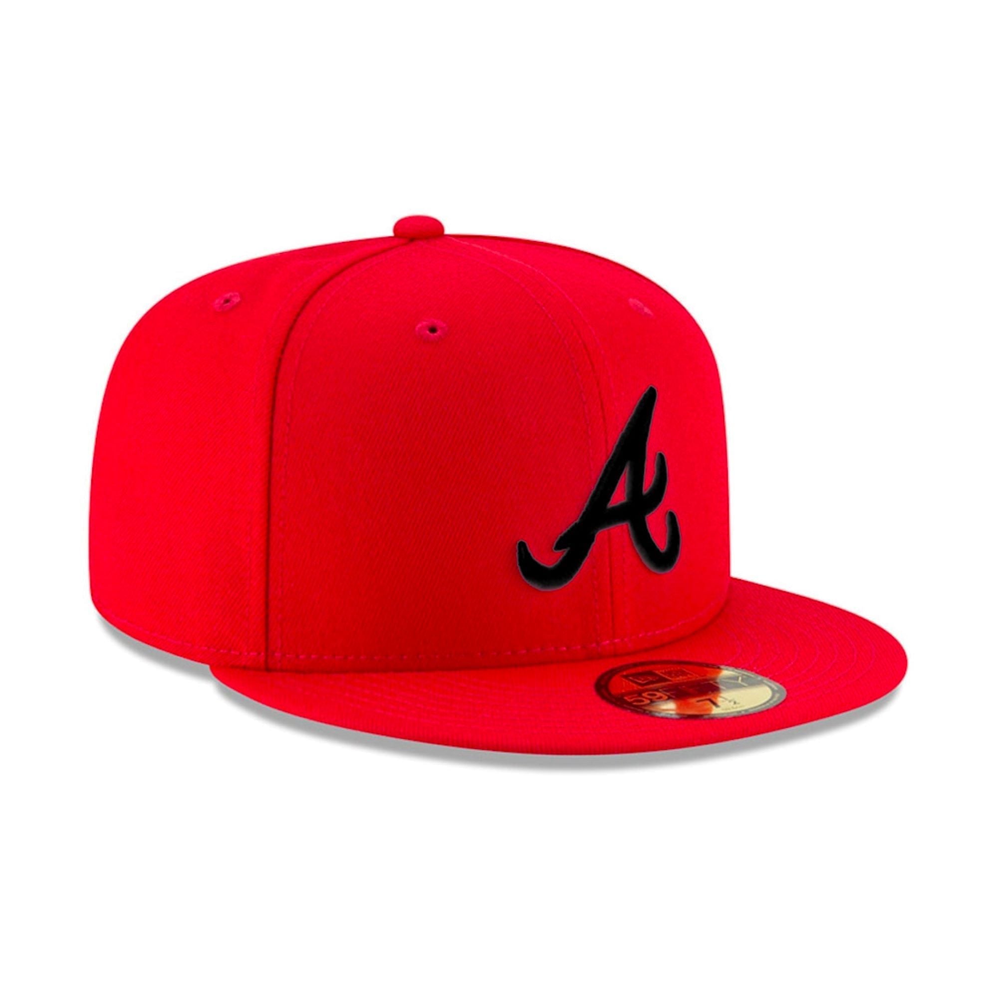 New Era Men Atlanta Braves Fitted Hat(Red Black)-Nexus Clothing