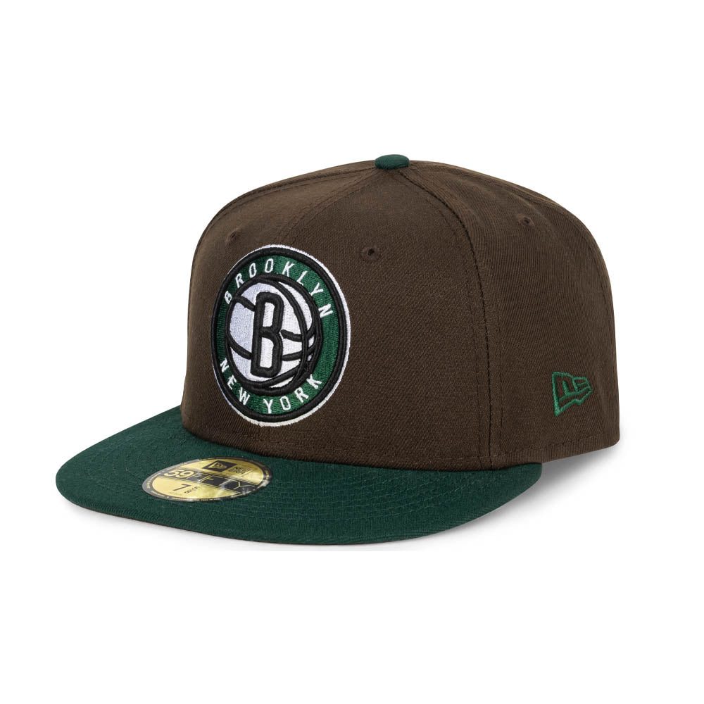 New Era Men Brooklyn Nets Fitted (Brown Forest Green)-Brown Forest Gre-6-Nexus Clothing