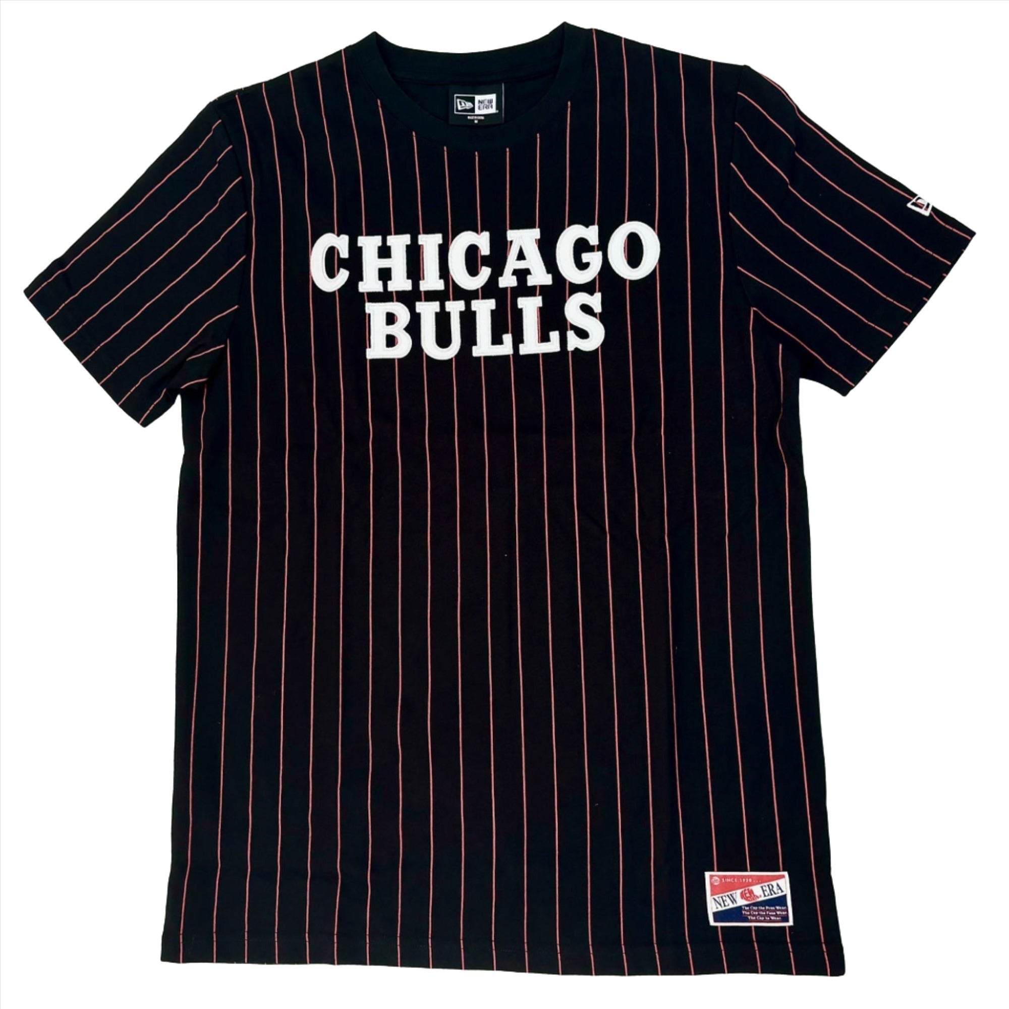 New Era Men Chicago Bulls Pinstripe Tee (Black)-Black-Medium-Nexus Clothing