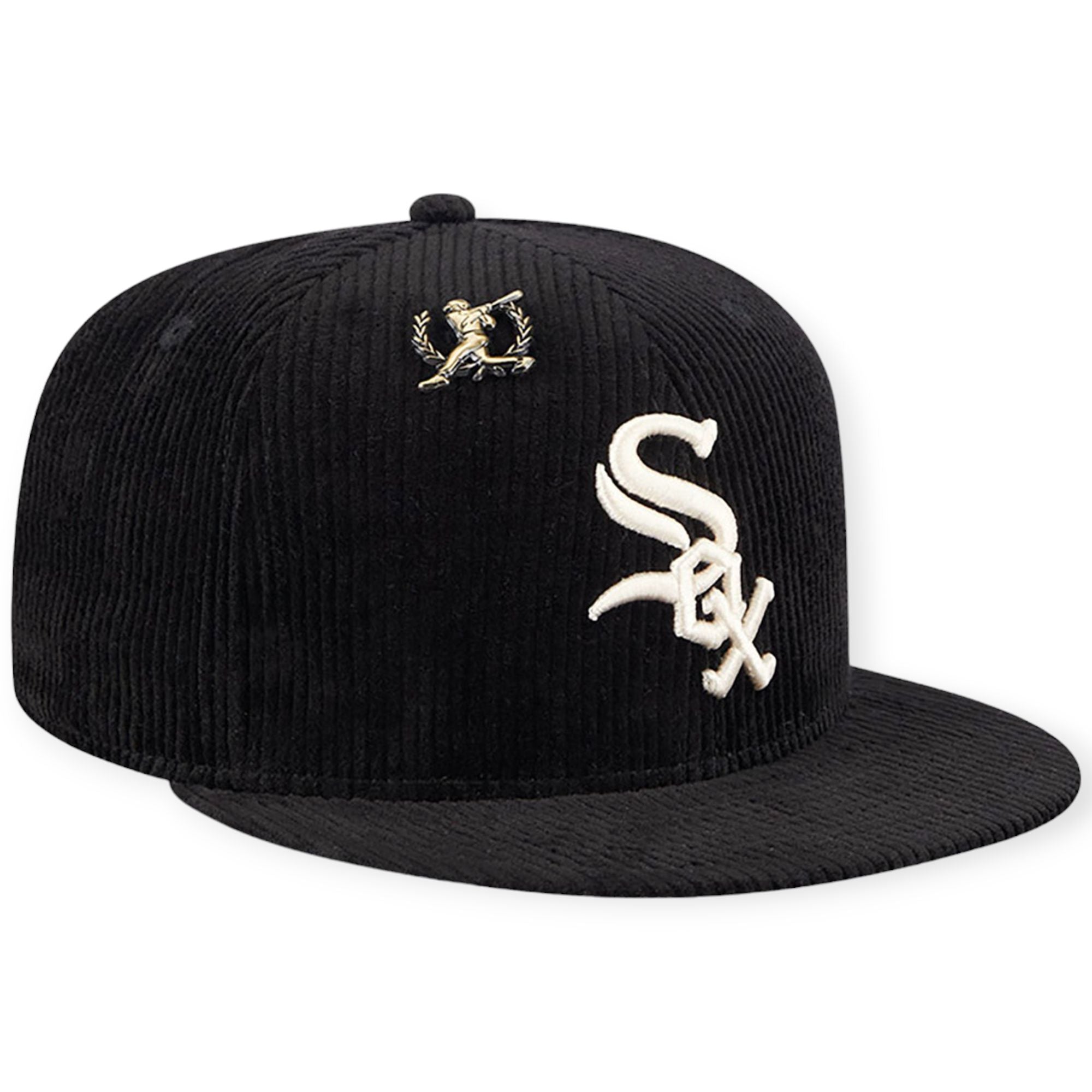 New Era Men Chicago White Sox Letterman Pin Cord Black 59FIFTY Fitted Hat (Black)-Nexus Clothing