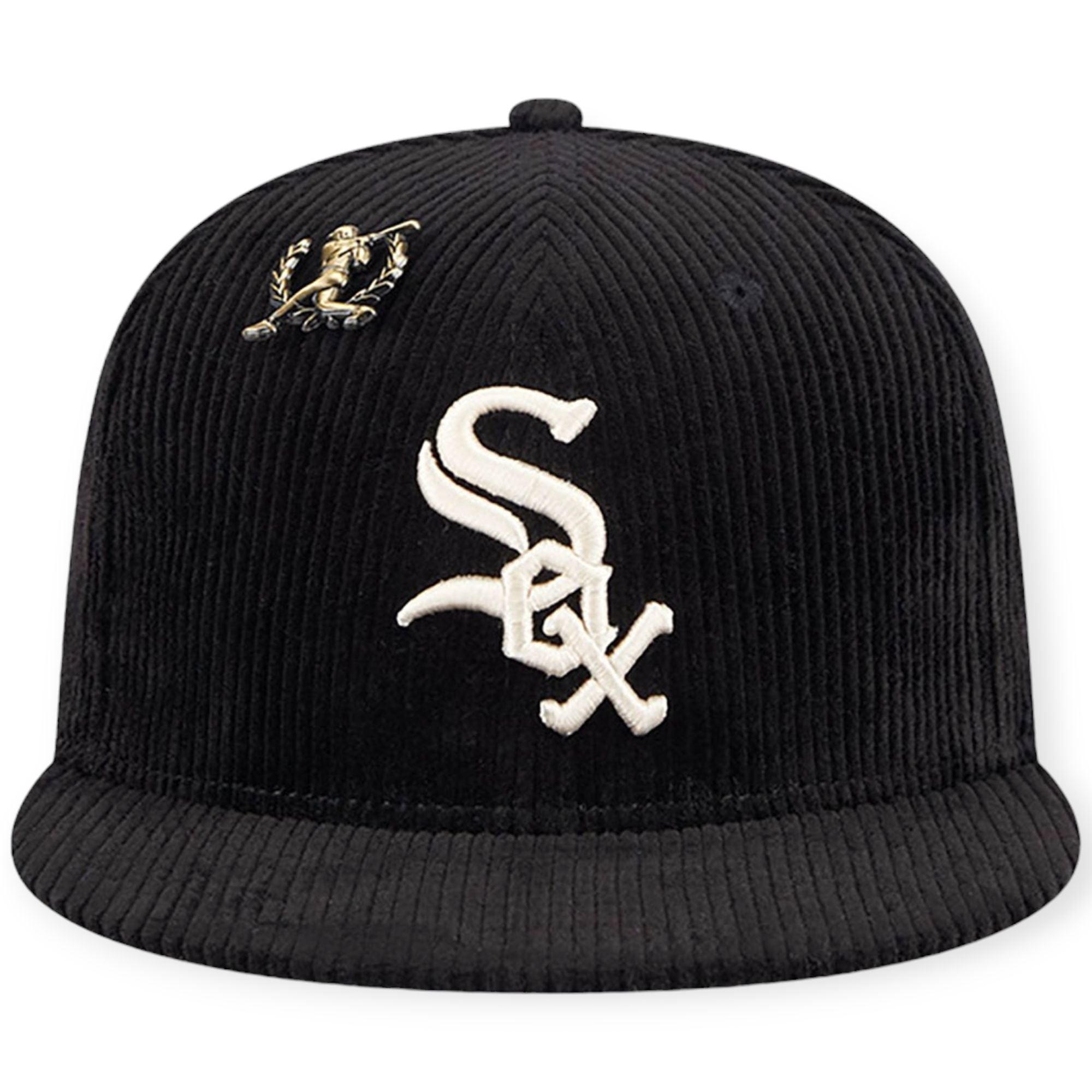 New Era Men Chicago White Sox Letterman Pin Cord Black 59FIFTY Fitted Hat (Black)-Nexus Clothing