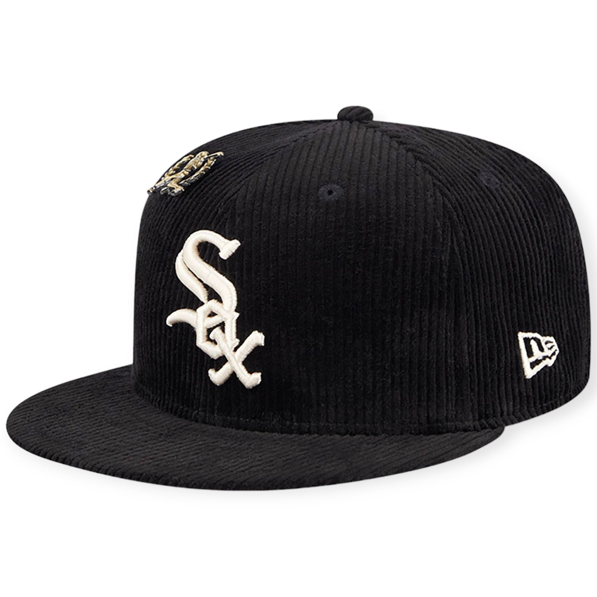 New Era Men Chicago White Sox Letterman Pin Cord Black 59FIFTY Fitted Hat (Black)-Black-7-Nexus Clothing