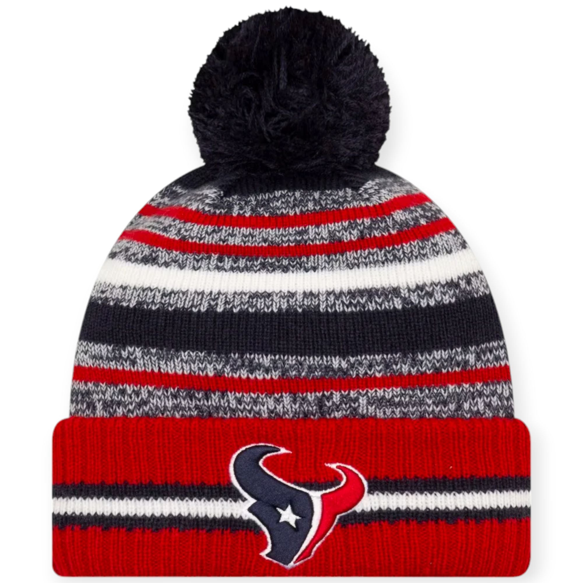 New Era Men HOUSTON TEXANS 2021 SIDELINE SPORT Knit Beanies(Red Black)-Red Black-One Size-Nexus Clothing