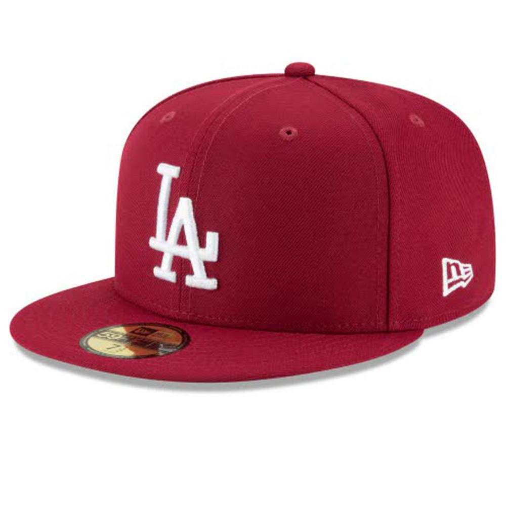 New Era Men LOS ANGELES DODGERS CARDINAL BASIC 59FIFTY FITTED-Hats & Caps-New Era-Burgundy-8 1/4- Nexus Clothing