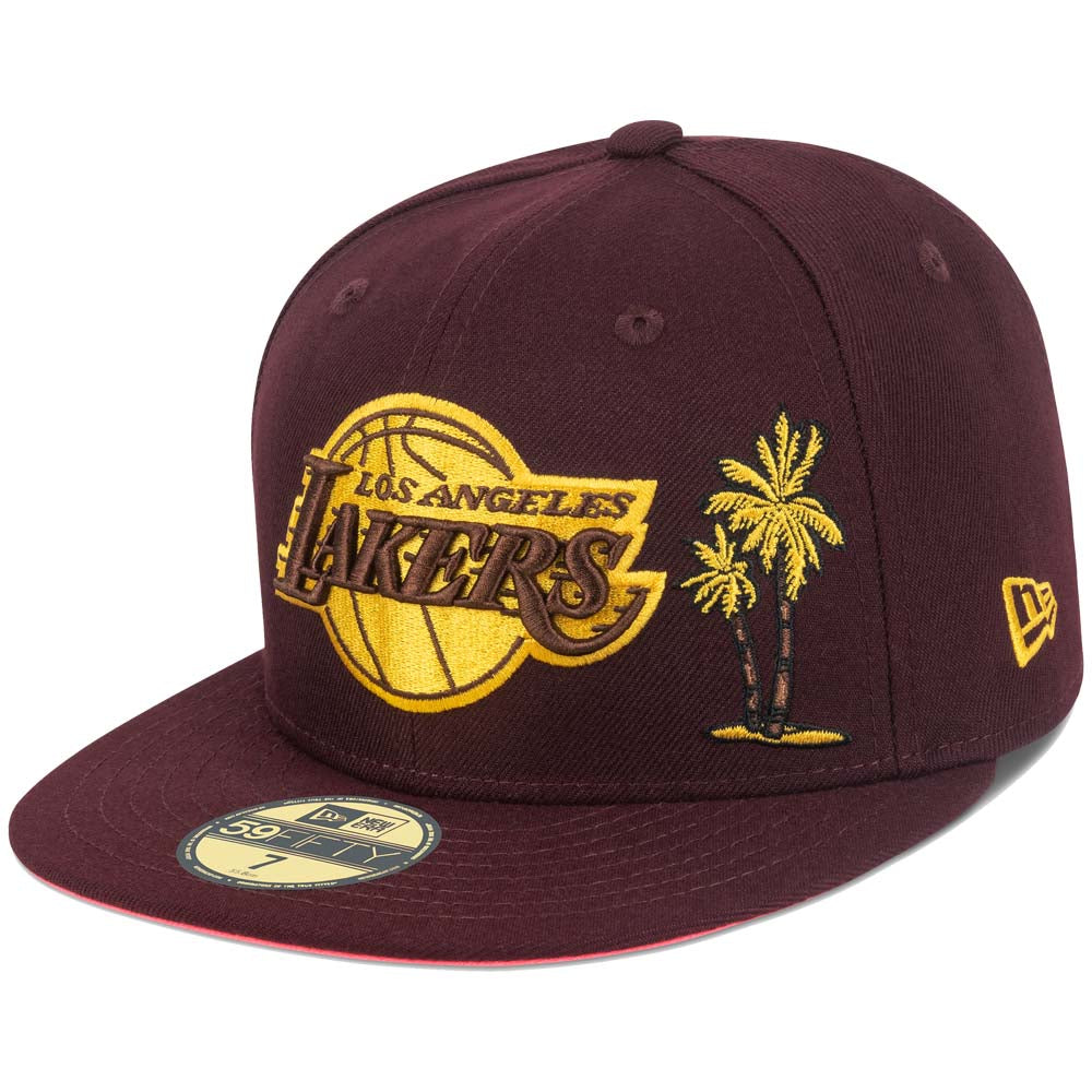 New Era Men Los Angeles Lakers Fitted (Maroon Pink)-Maroon Pink-7-Nexus Clothing