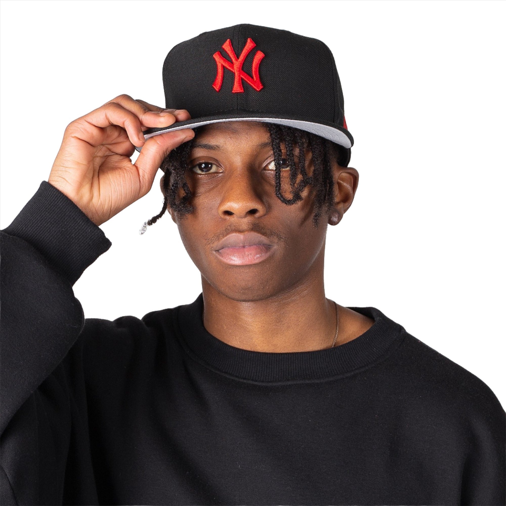 New Era Men New York Yankees Fitted Hat (Black Red)-Nexus Clothing