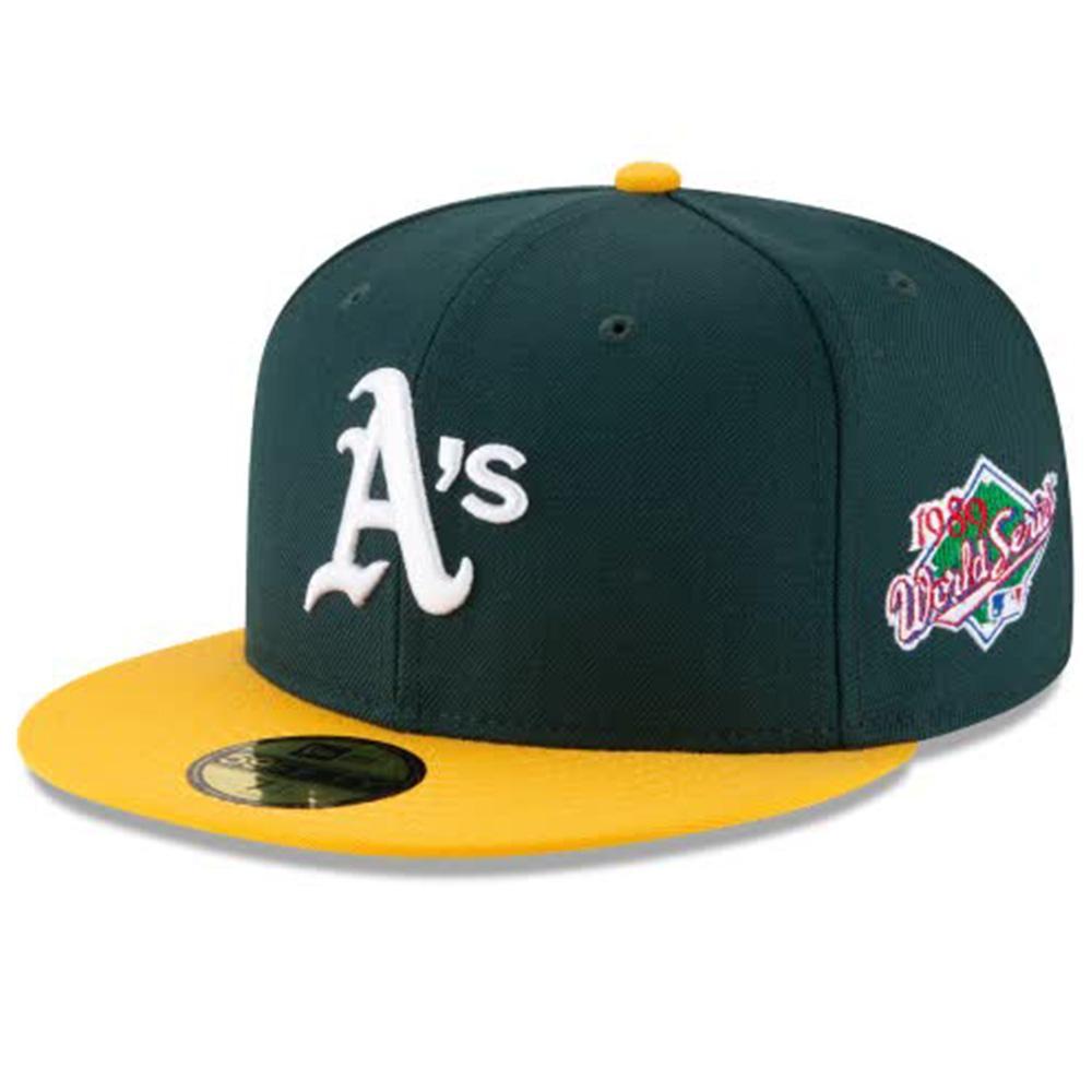 New Era Men OAKLAND ATHLETICS WORLD SERIES SIDE PATCH 59FIFTY FITTED-Green Yellow-6-Nexus Clothing