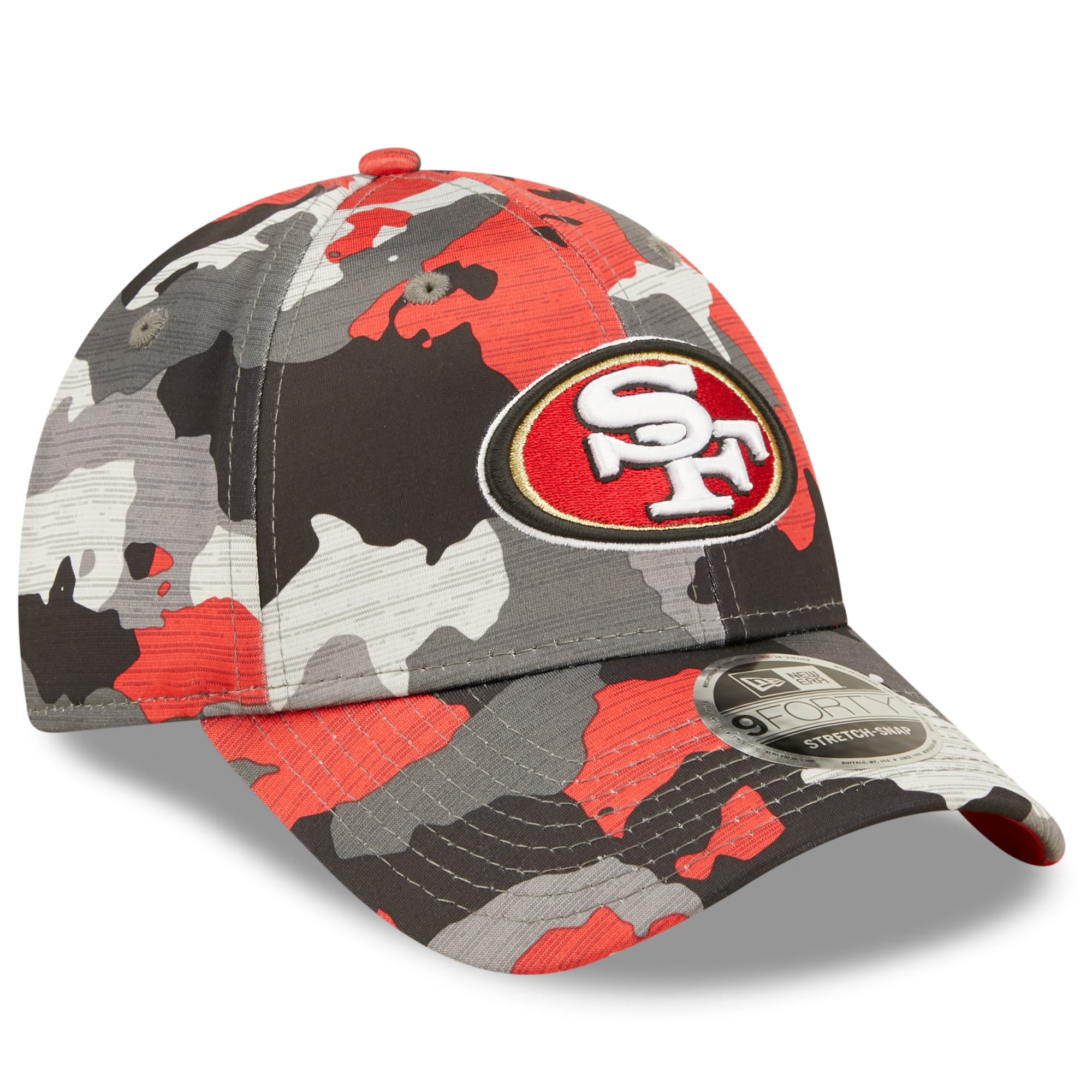 New Era Men Youth San Francisco 49ers 2022 NFL Training Camp Official 9FORTY Hat (Red Camo)-Red Camo-OneSize-Nexus Clothing